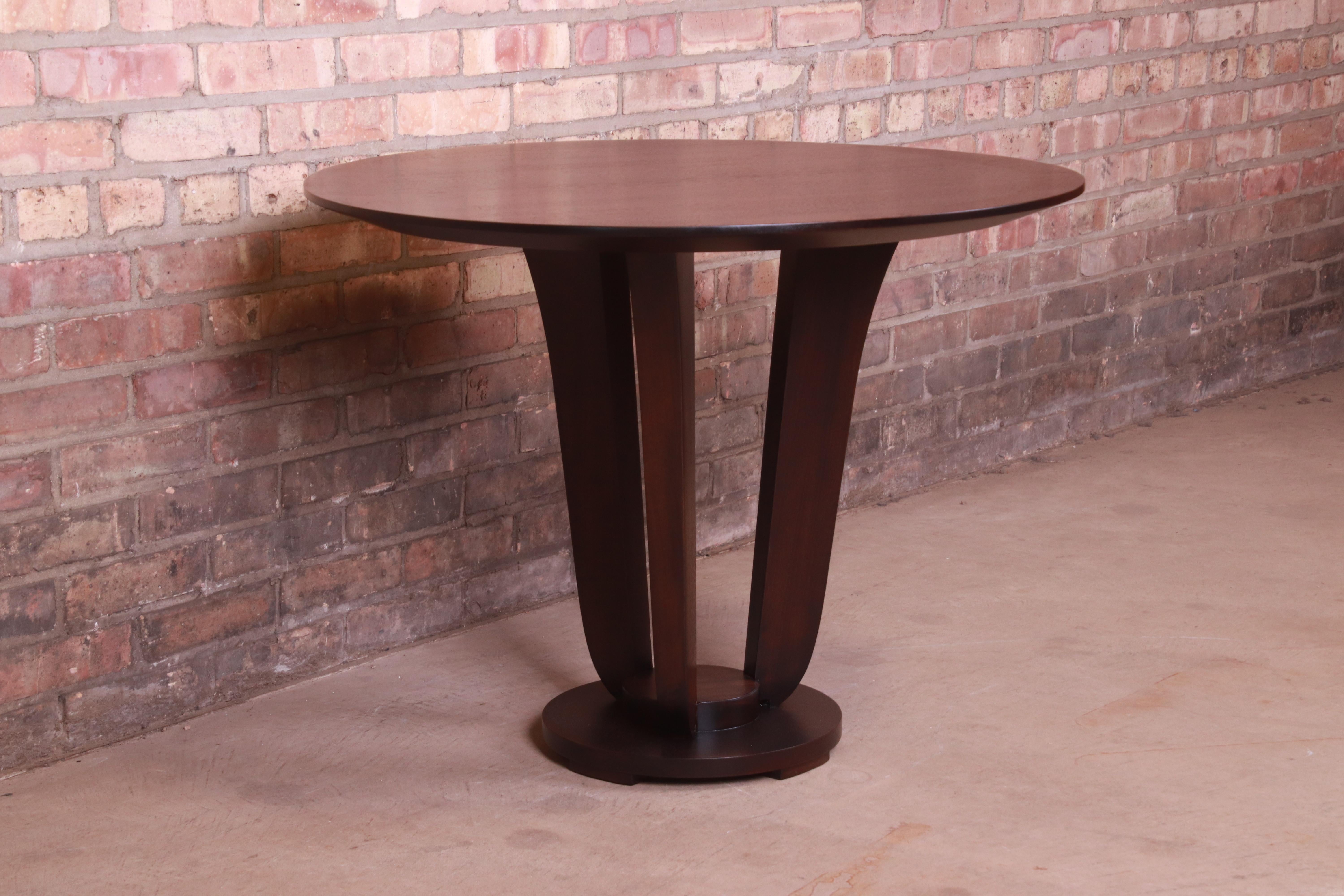 20th Century Barbara Barry for Baker Furniture Modern Art Deco Mahogany Pedestal Center Table