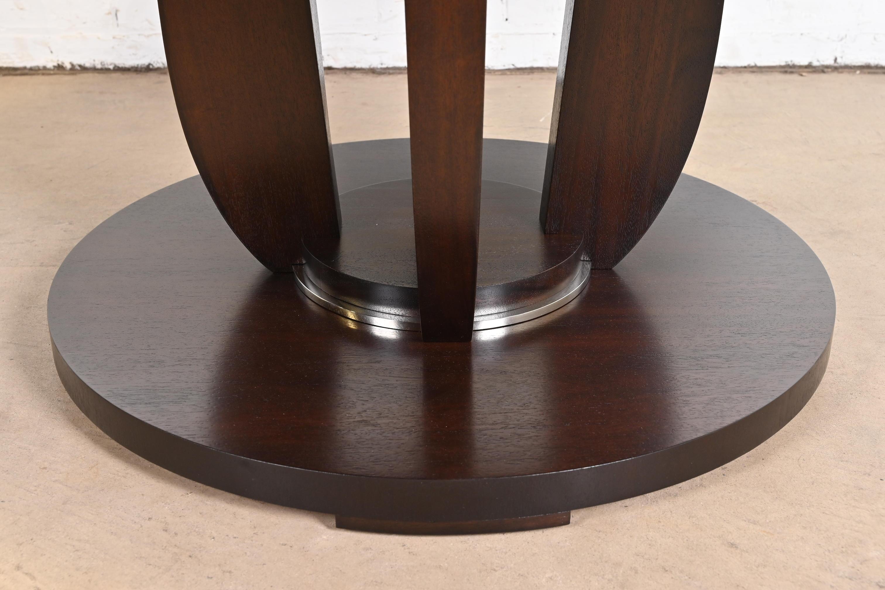 Barbara Barry for Baker Furniture Modern Art Deco Mahogany Pedestal Dining Table For Sale 1