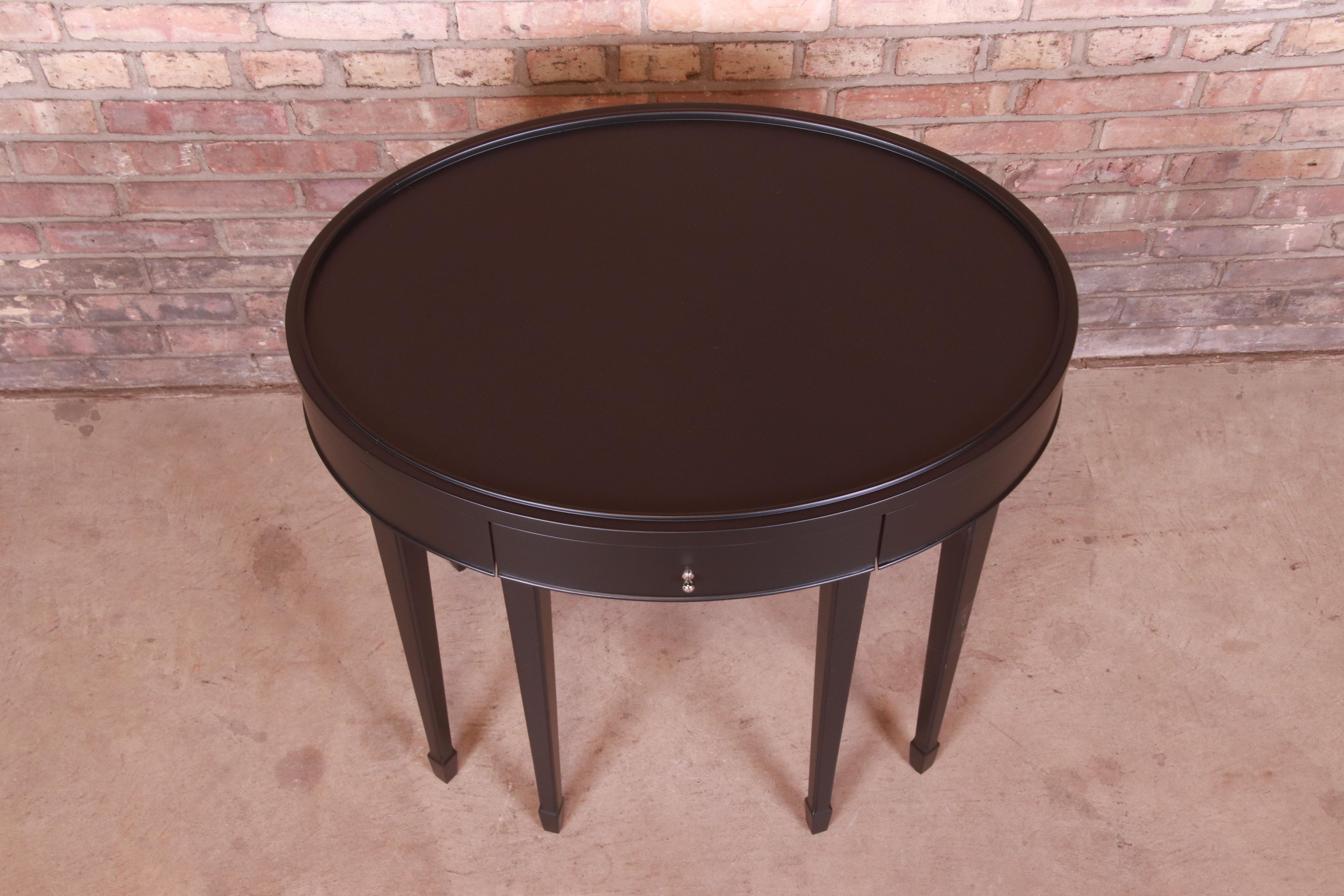 Barbara Barry for Baker Furniture Modern Black Lacquered Tea Table, Refinished 4