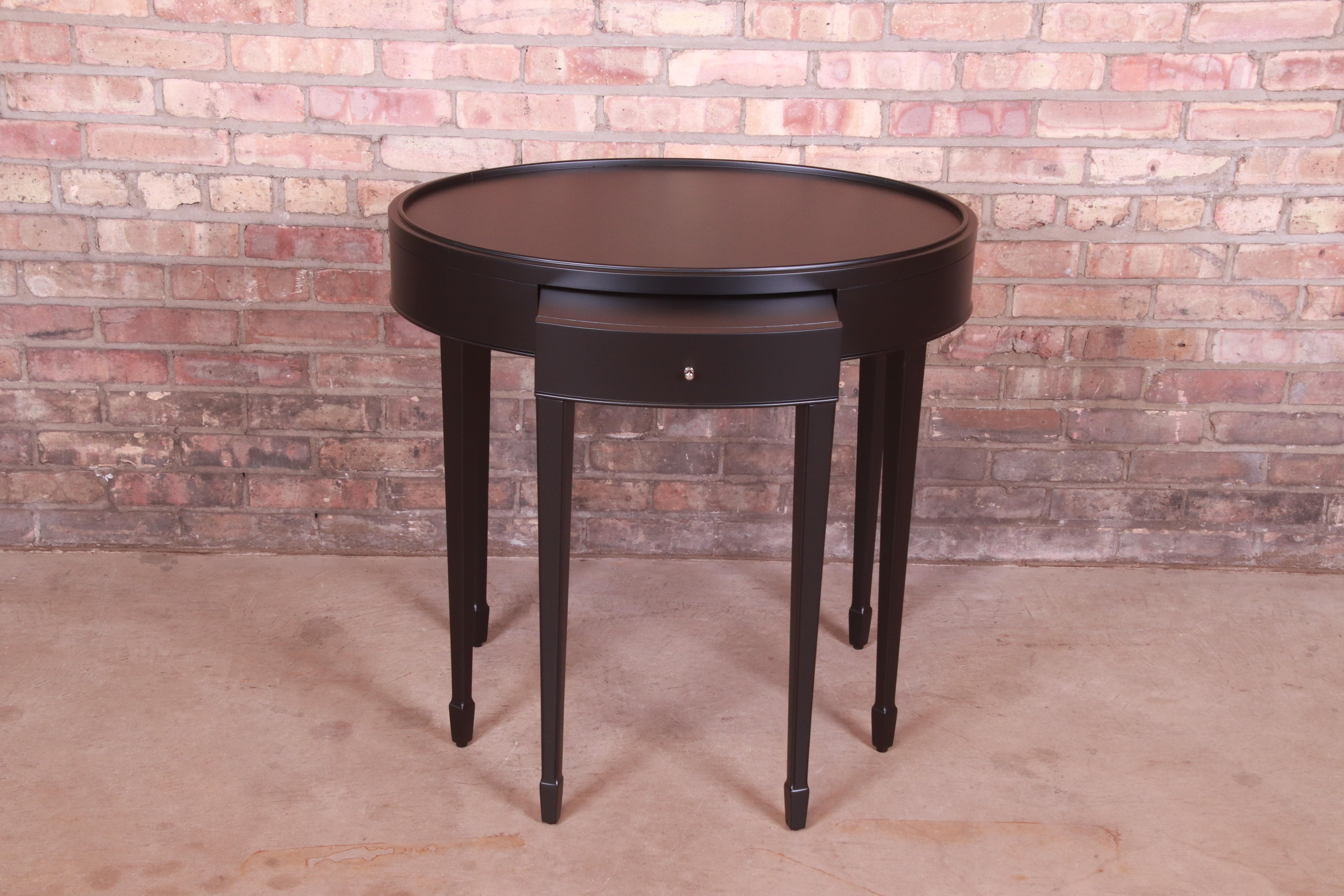 Barbara Barry for Baker Furniture Modern Black Lacquered Tea Table, Refinished 5
