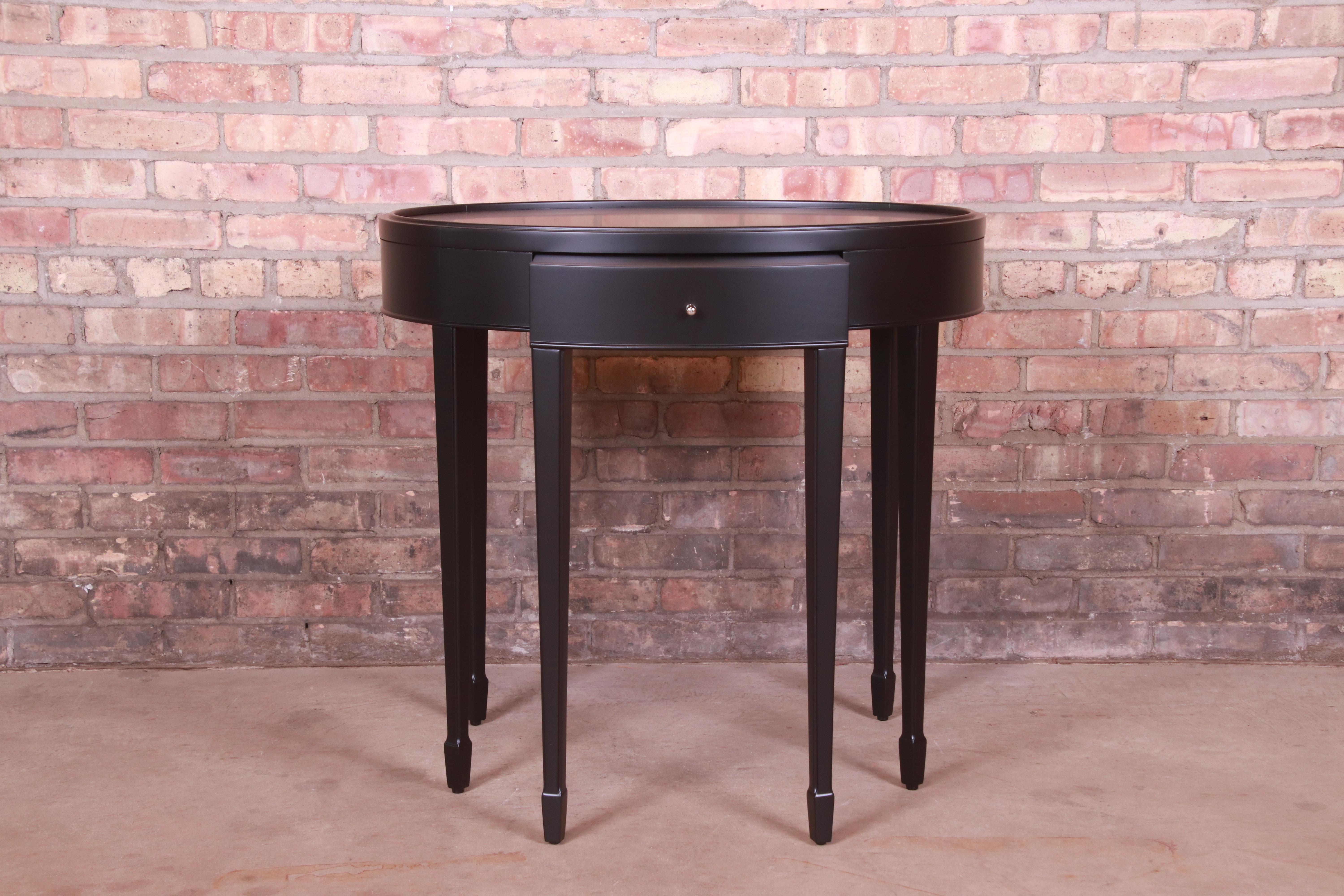 Barbara Barry for Baker Furniture Modern Black Lacquered Tea Table, Refinished 6