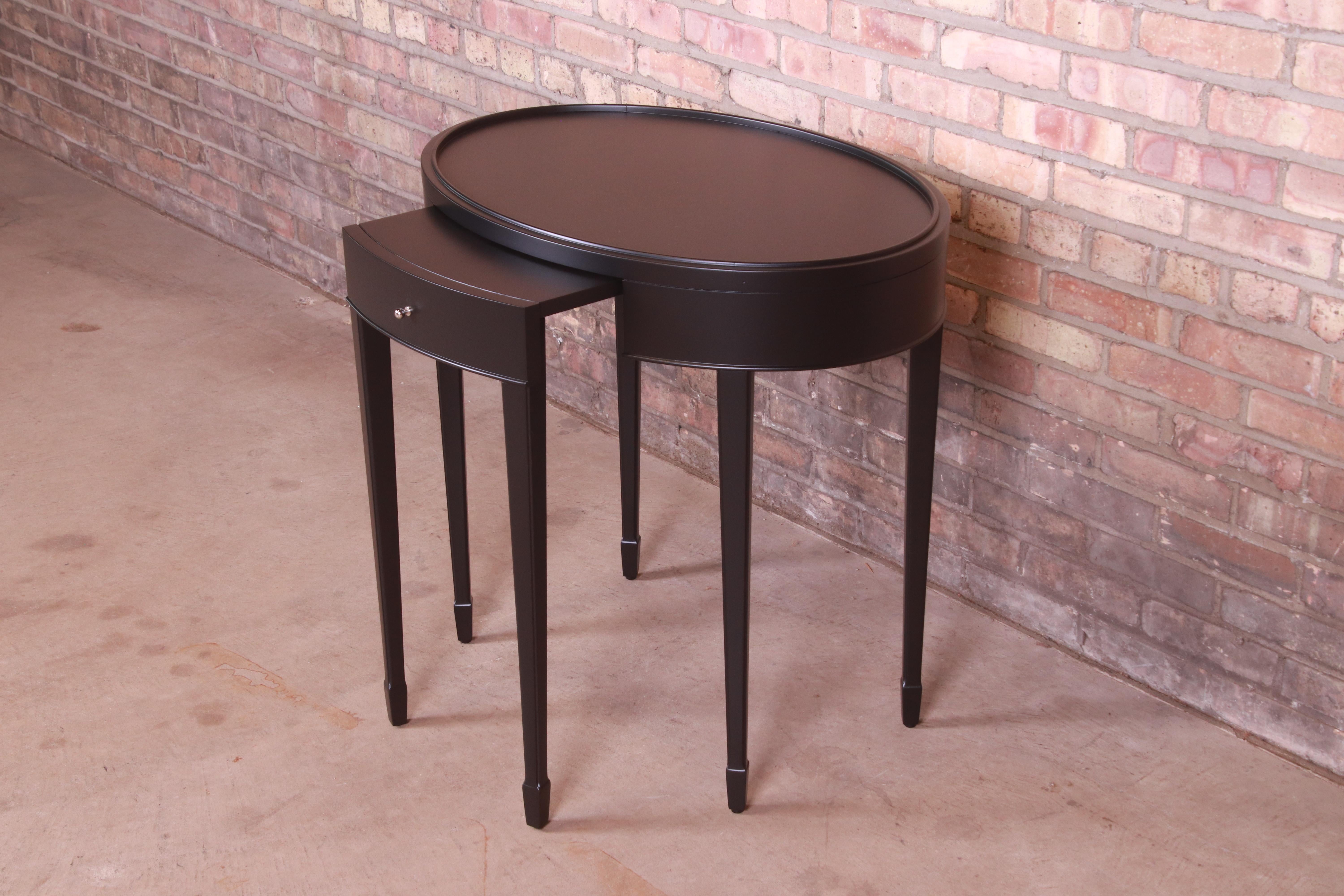 Barbara Barry for Baker Furniture Modern Black Lacquered Tea Table, Refinished 7