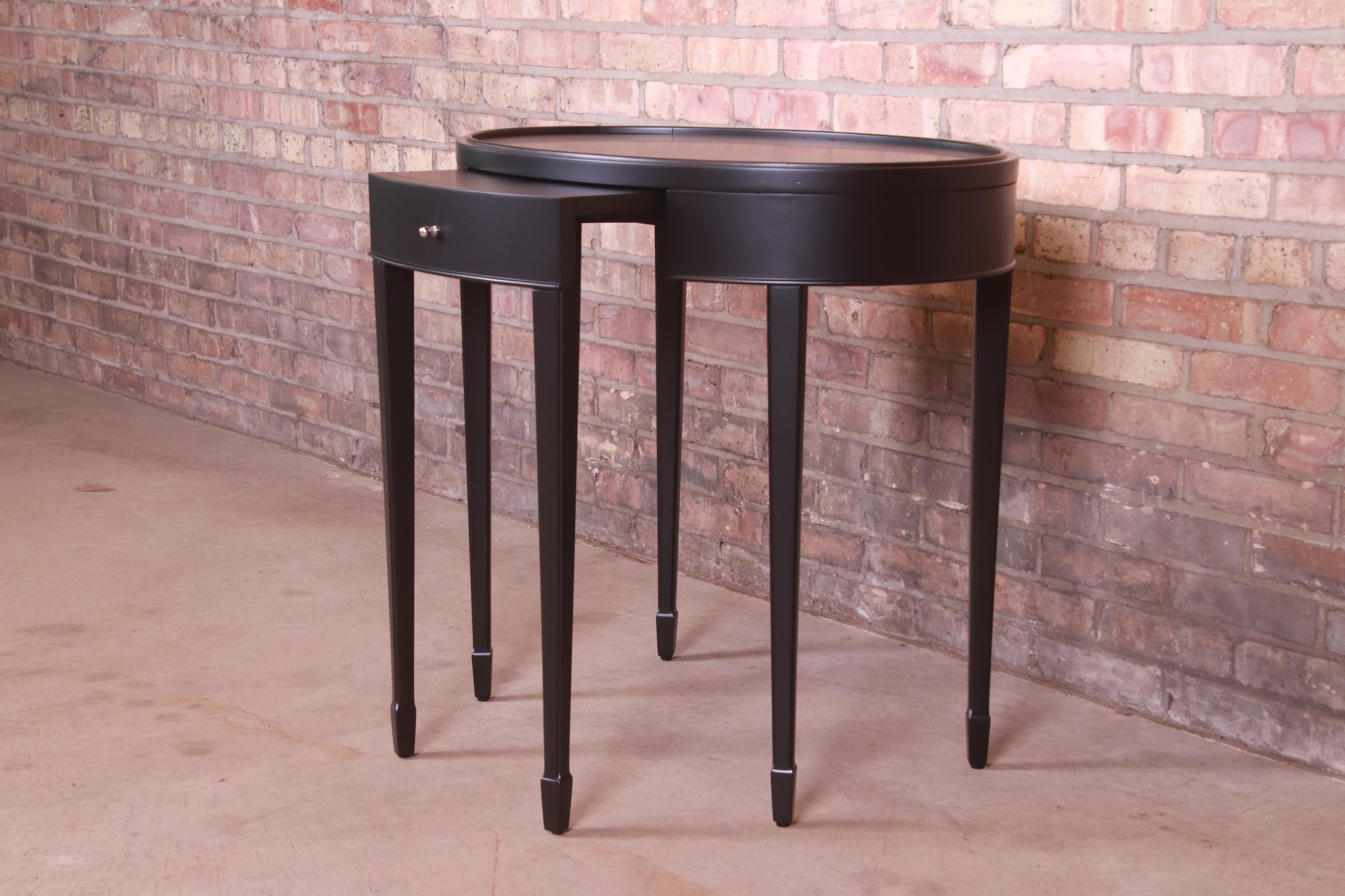 Barbara Barry for Baker Furniture Modern Black Lacquered Tea Table, Refinished 8
