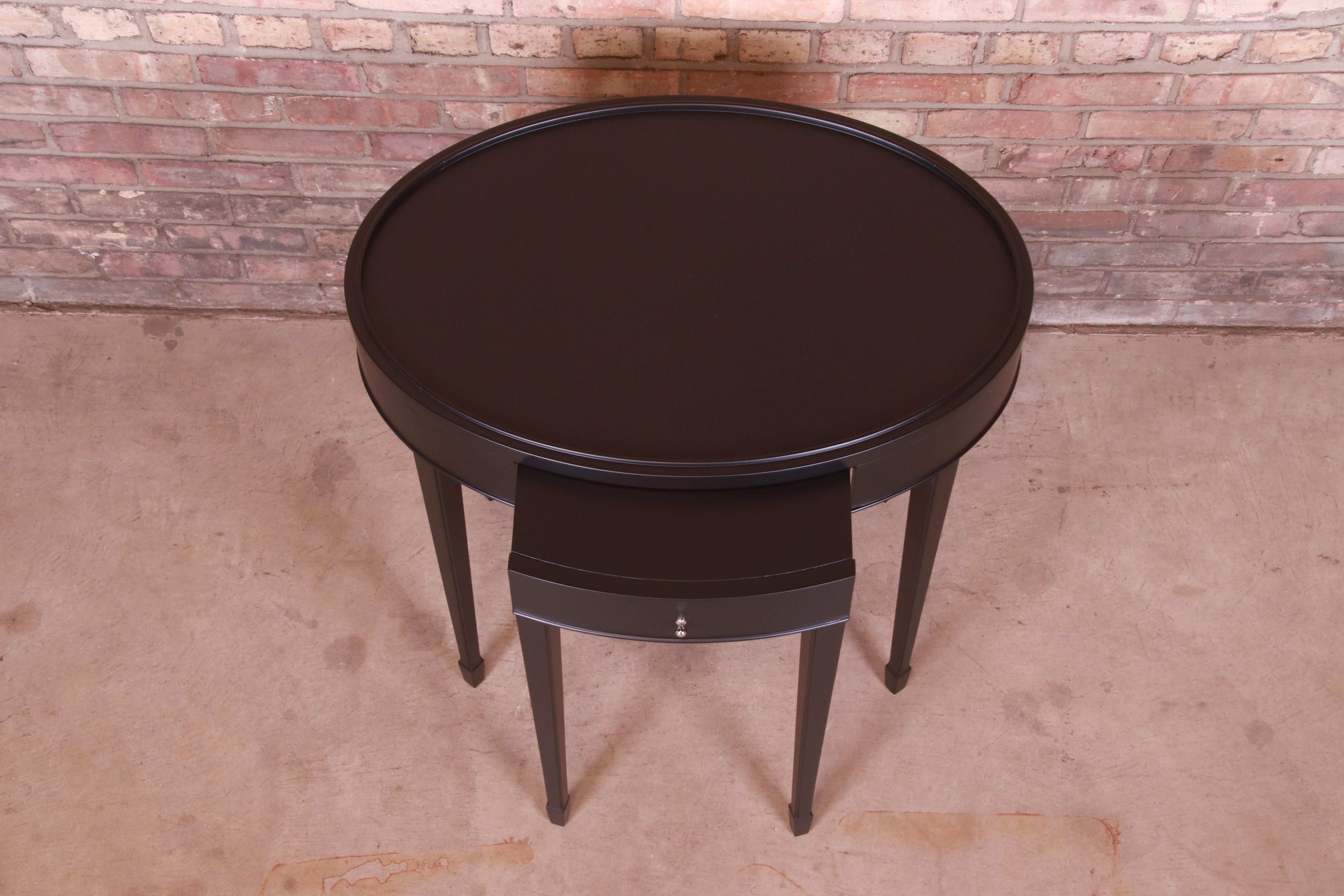 Barbara Barry for Baker Furniture Modern Black Lacquered Tea Table, Refinished 9