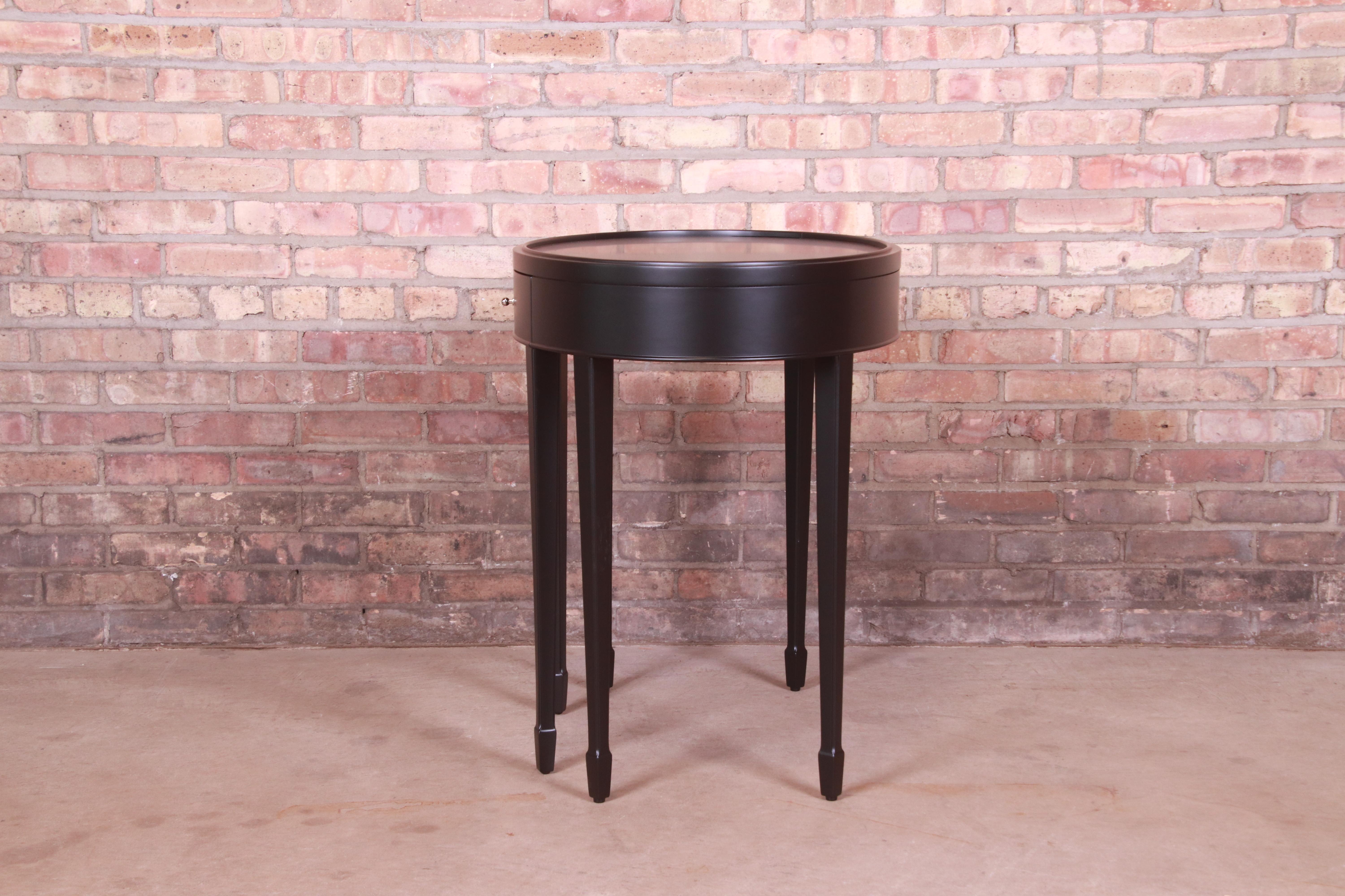Barbara Barry for Baker Furniture Modern Black Lacquered Tea Table, Refinished 10