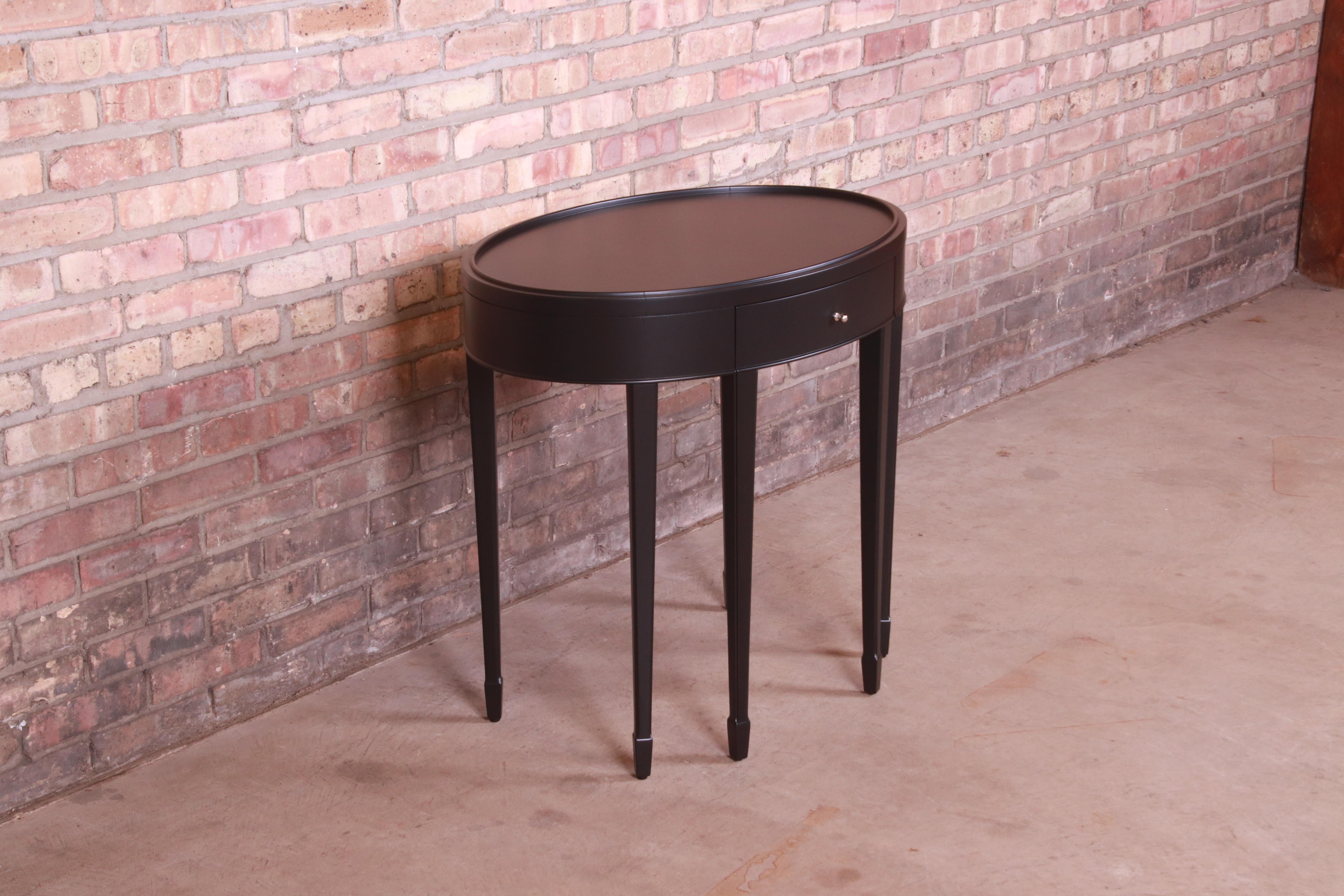 Barbara Barry for Baker Furniture Modern Black Lacquered Tea Table, Refinished In Good Condition In South Bend, IN