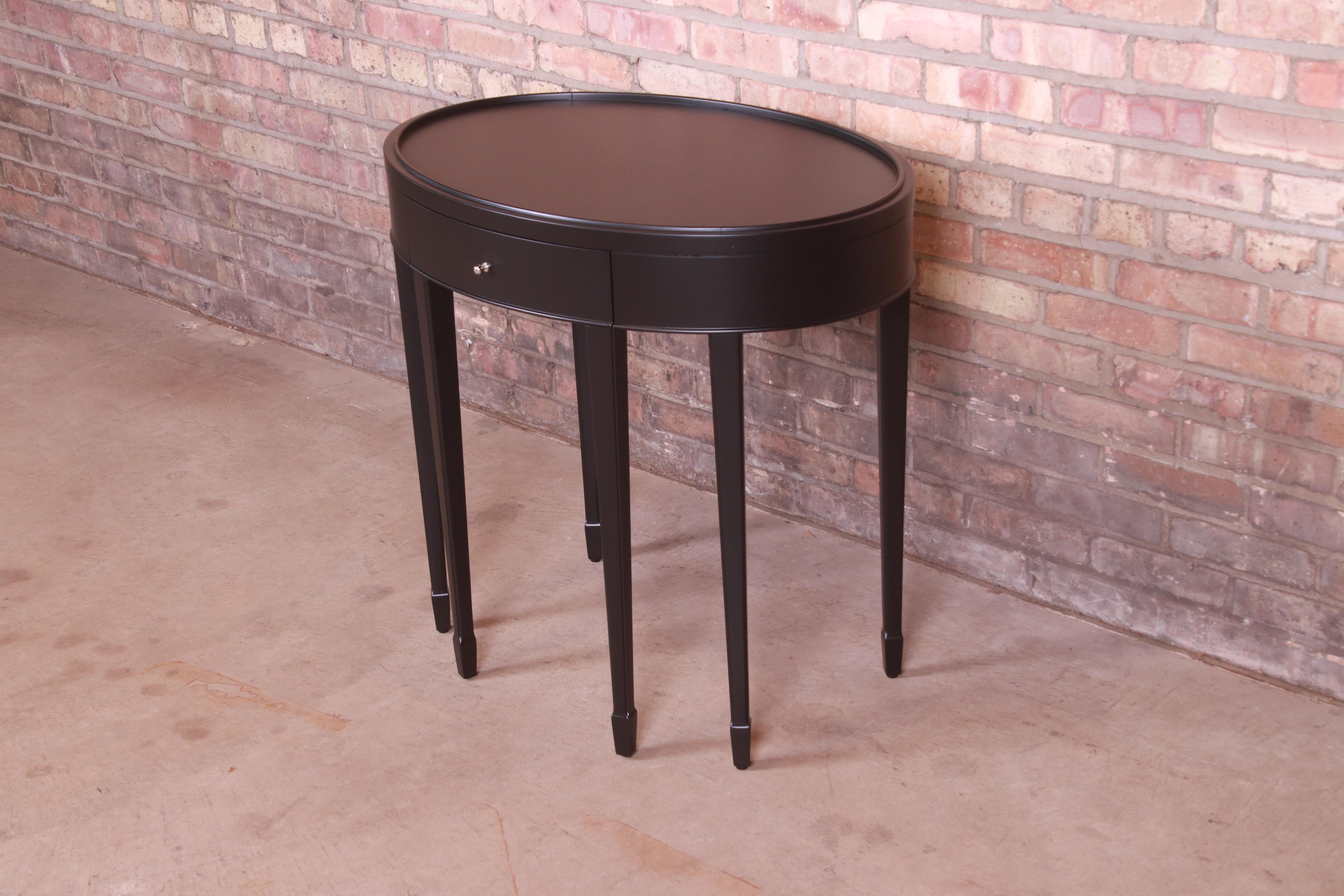 Barbara Barry for Baker Furniture Modern Black Lacquered Tea Table, Refinished 1
