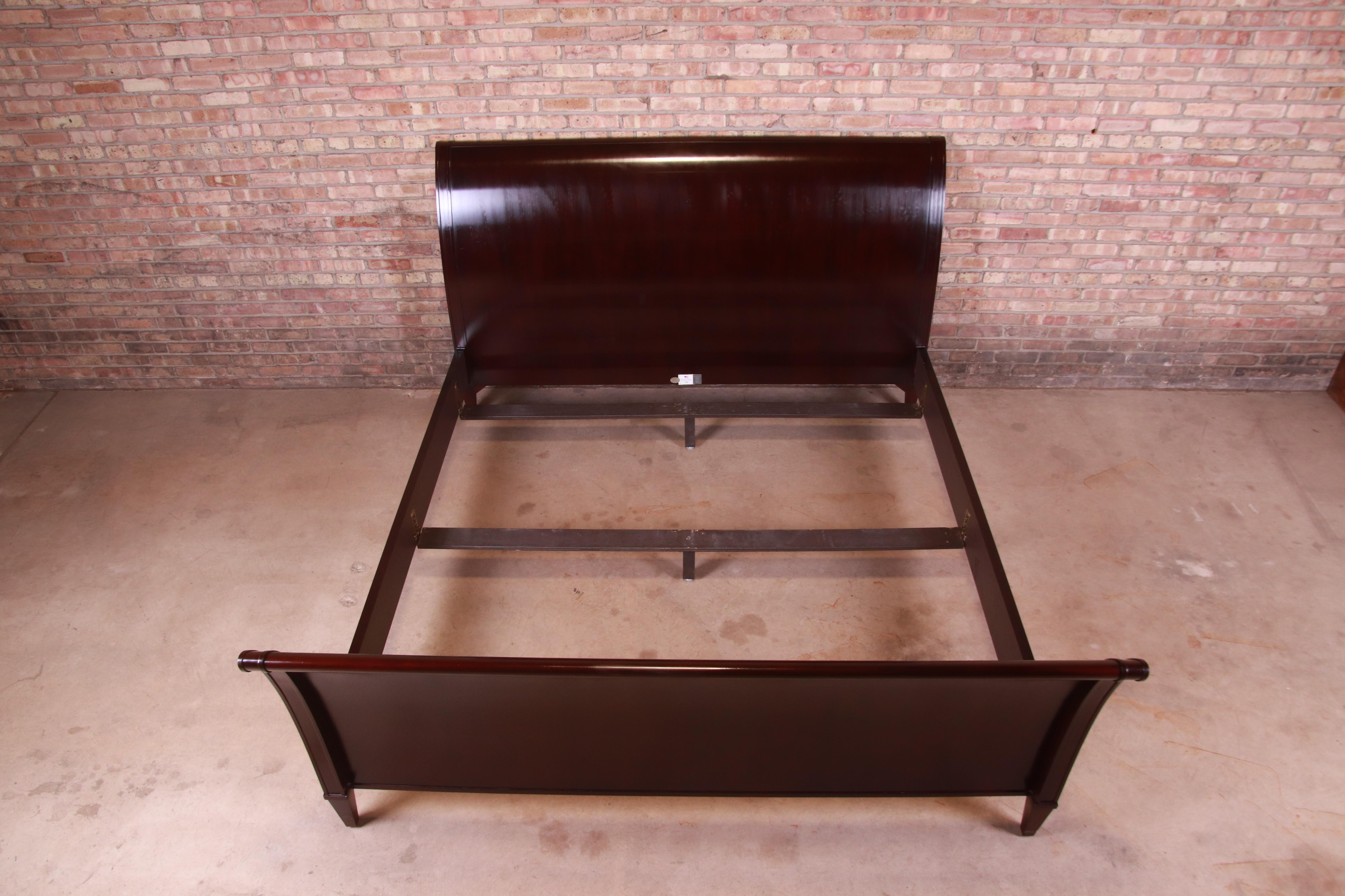 20th Century Barbara Barry for Baker Furniture Modern Dark Mahogany King Size Sleigh Bed