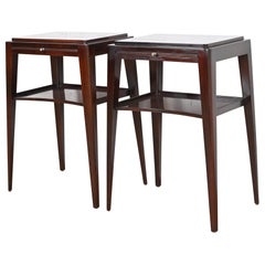 Barbara Barry for Baker Furniture Modern Dark Mahogany Nightstands, Pair