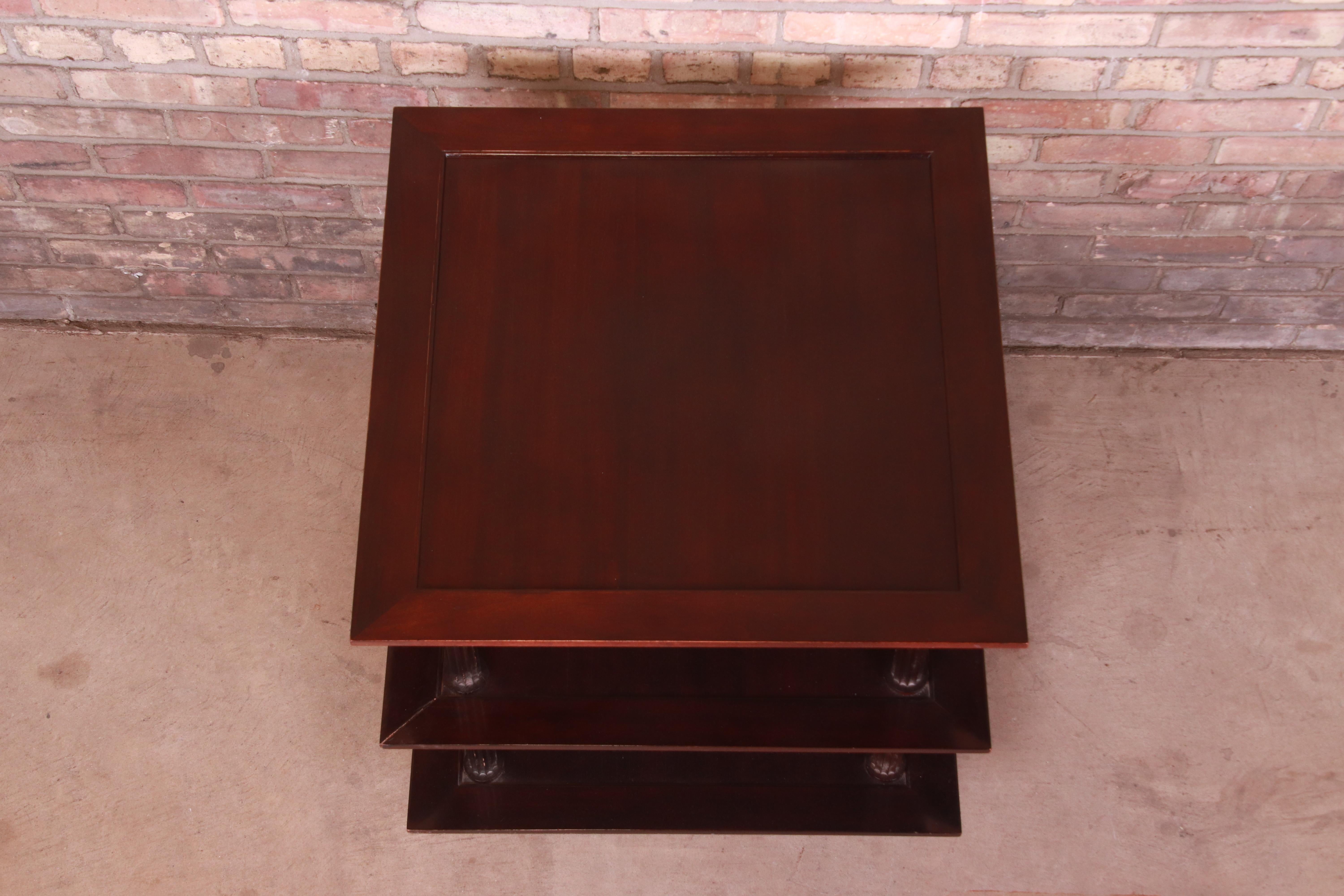 Barbara Barry for Baker Furniture Modern Dark Mahogany Three-Tier Side Table In Good Condition In South Bend, IN