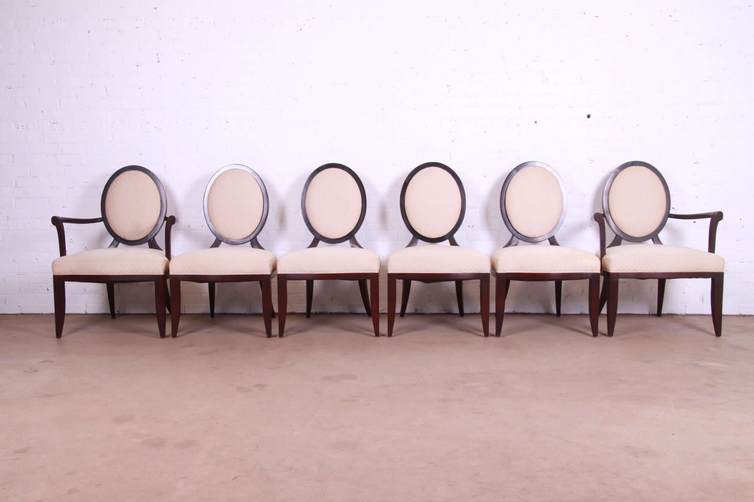 Neoclassical Barbara Barry for Baker Furniture Modern Mahogany Dining Chairs, Set of Six