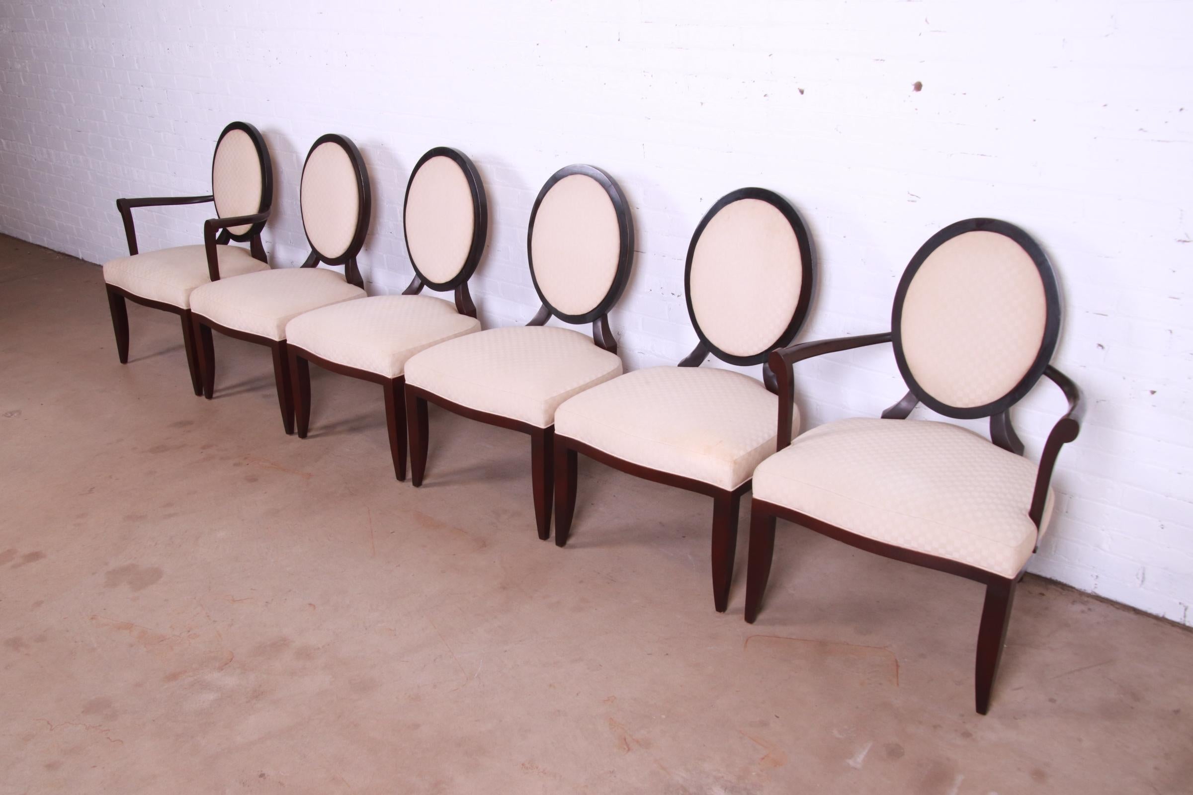American Barbara Barry for Baker Furniture Modern Mahogany Dining Chairs, Set of Six