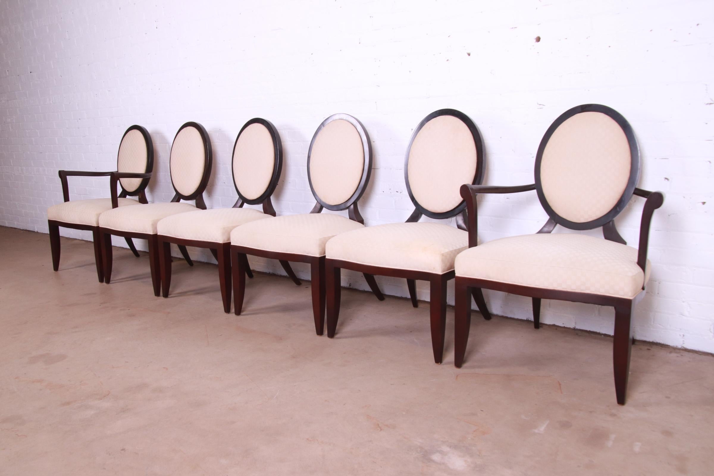 Barbara Barry for Baker Furniture Modern Mahogany Dining Chairs, Set of Six In Good Condition In South Bend, IN