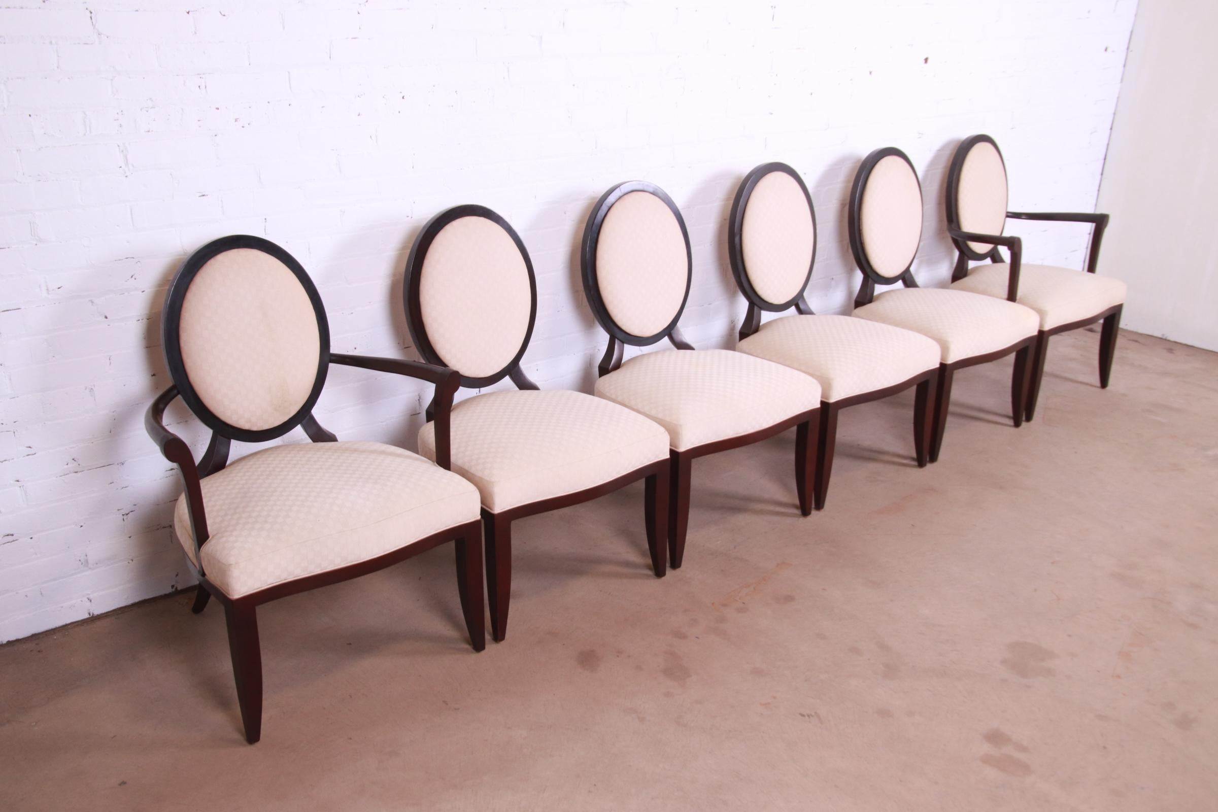 20th Century Barbara Barry for Baker Furniture Modern Mahogany Dining Chairs, Set of Six