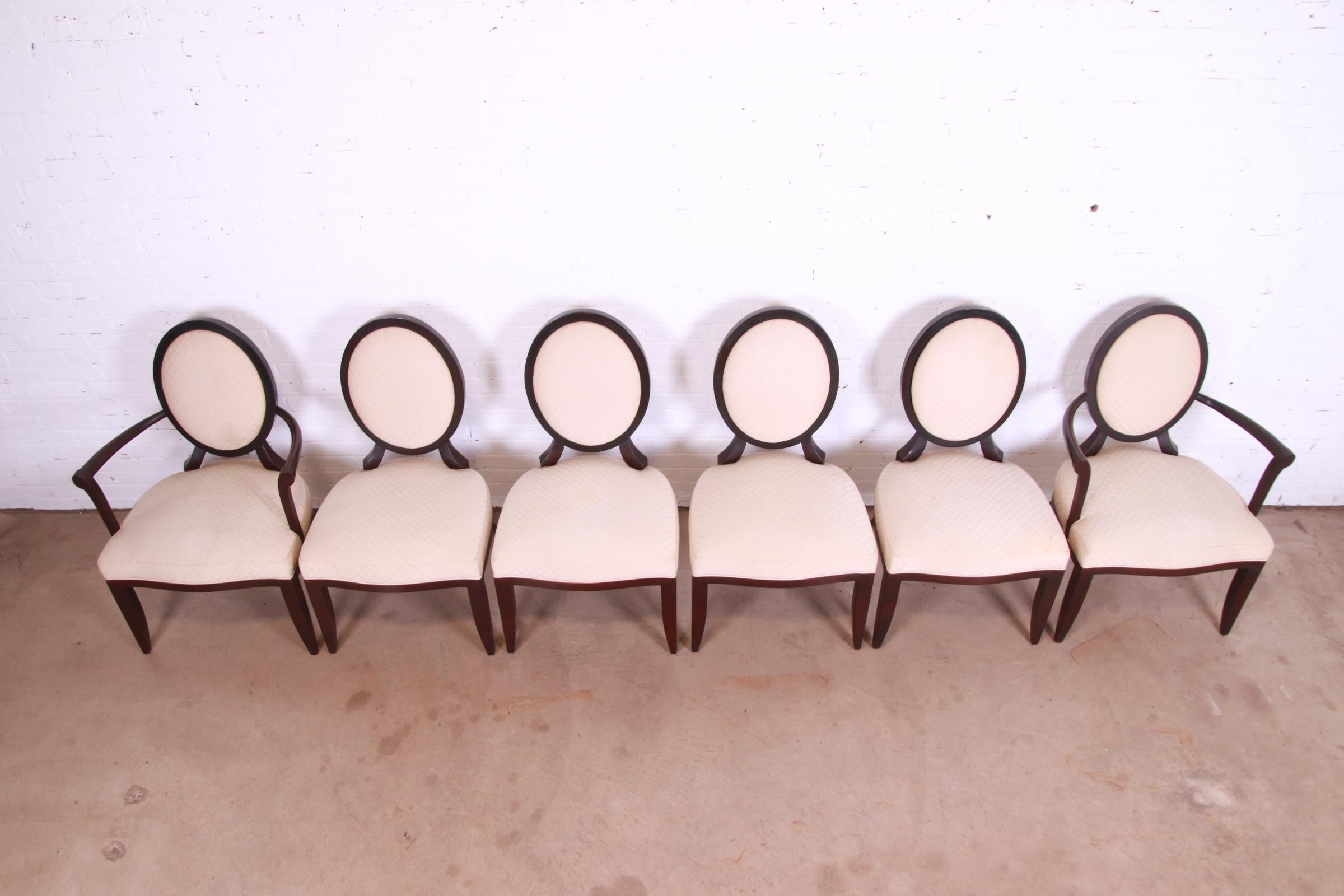Upholstery Barbara Barry for Baker Furniture Modern Mahogany Dining Chairs, Set of Six