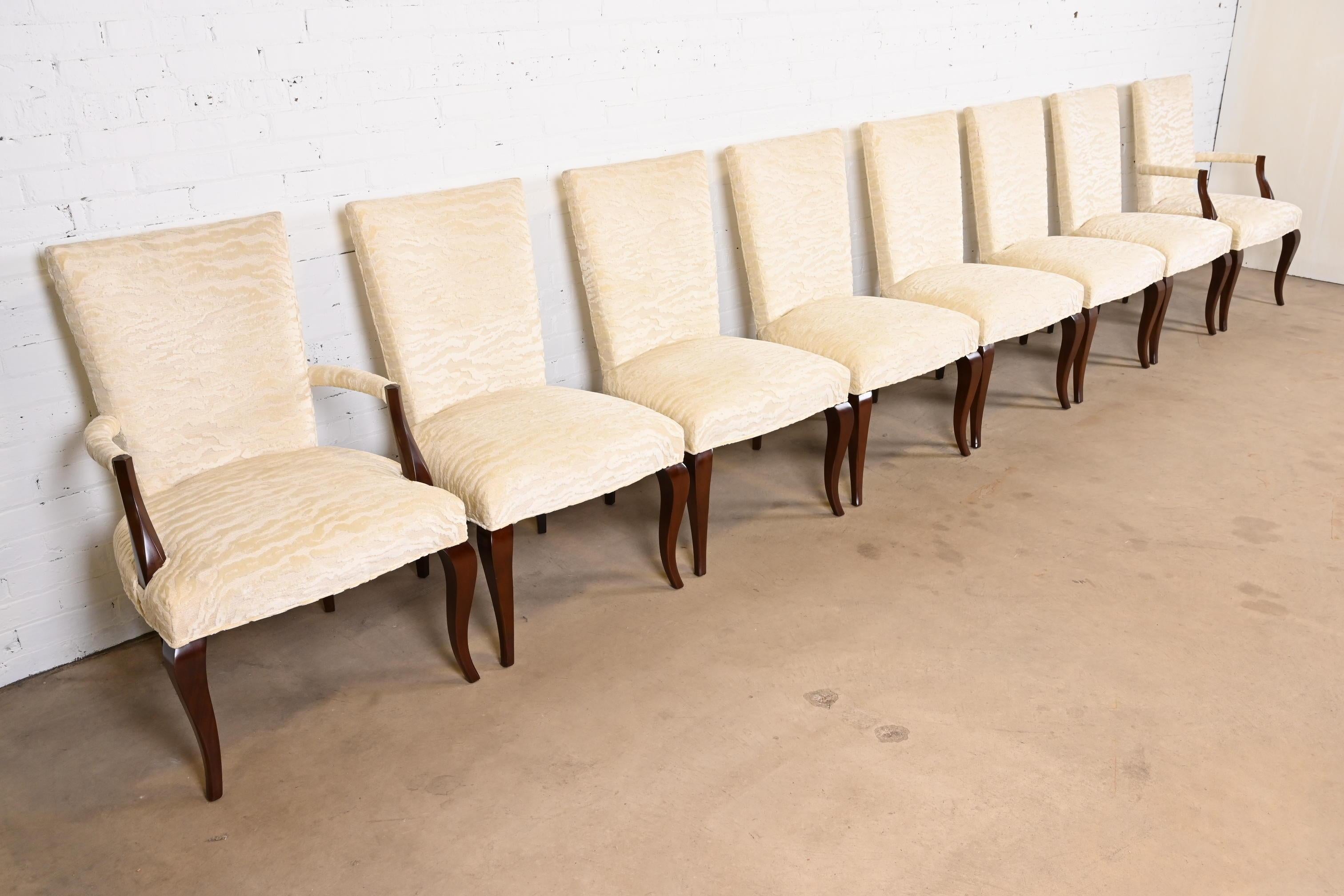 Velvet Barbara Barry for Baker Furniture Modern Neoclassical Dining Chairs, Set of 8