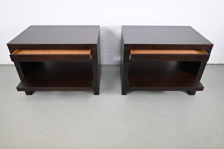 Wood Barbara Barry for Baker Furniture Modern Nightstands, a Pair For Sale