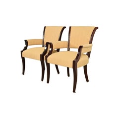 Barbara Barry for Baker Furniture Modern Regency Mahogany Armchairs, Pair