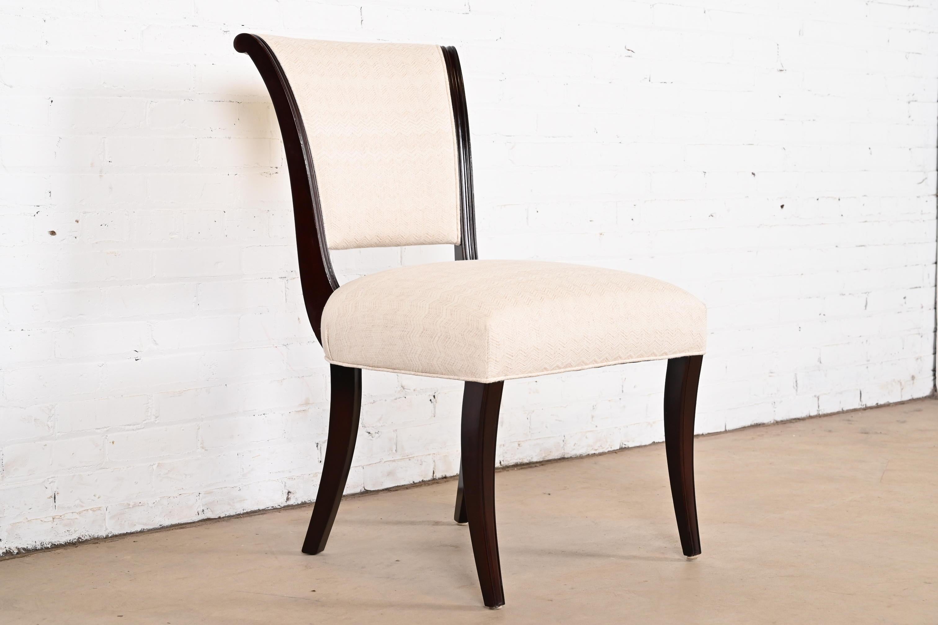 Barbara Barry for Baker Furniture Modern Regency Mahogany Dining Chairs, Eight 8
