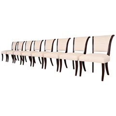 Barbara Barry for Baker Furniture Modern Regency Mahogany Dining Chairs, Eight