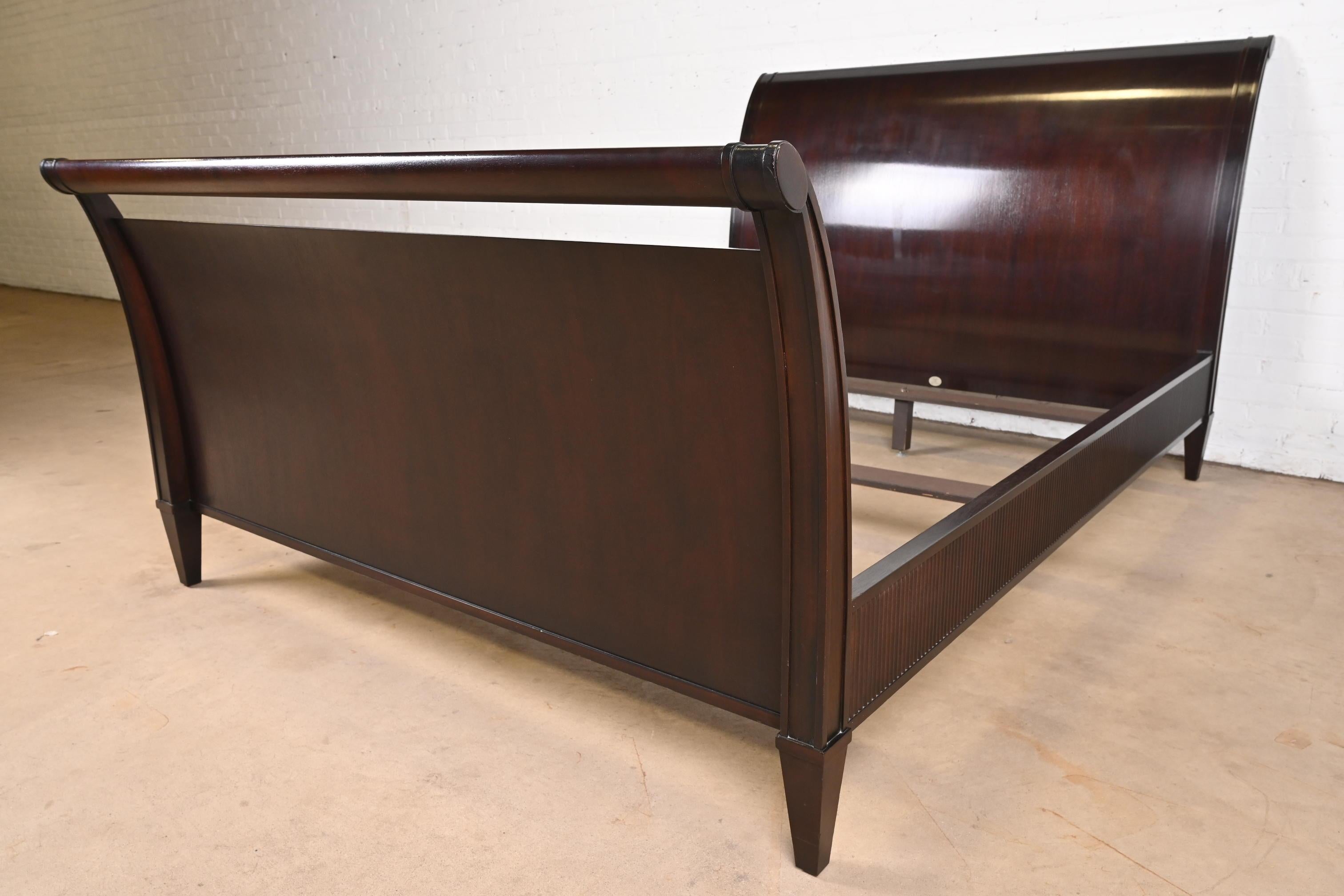 American Barbara Barry for Baker Furniture Modern Regency Mahogany Queen Size Sleigh Bed For Sale