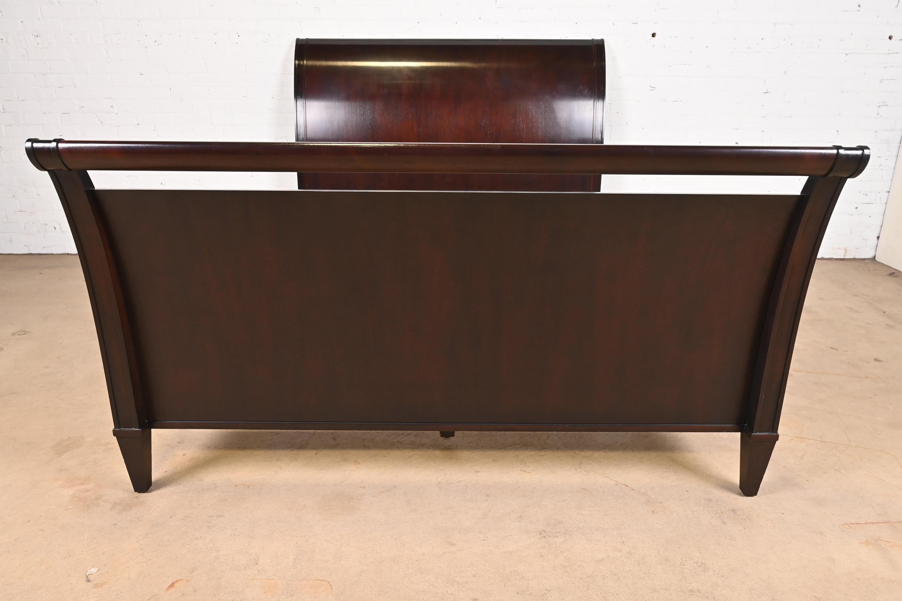 Barbara Barry for Baker Furniture Modern Regency Mahogany Queen Size Sleigh Bed For Sale 3