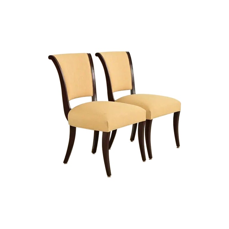 Barbara Barry for Baker Furniture Modern Regency Mahogany Side Chairs, Pair For Sale