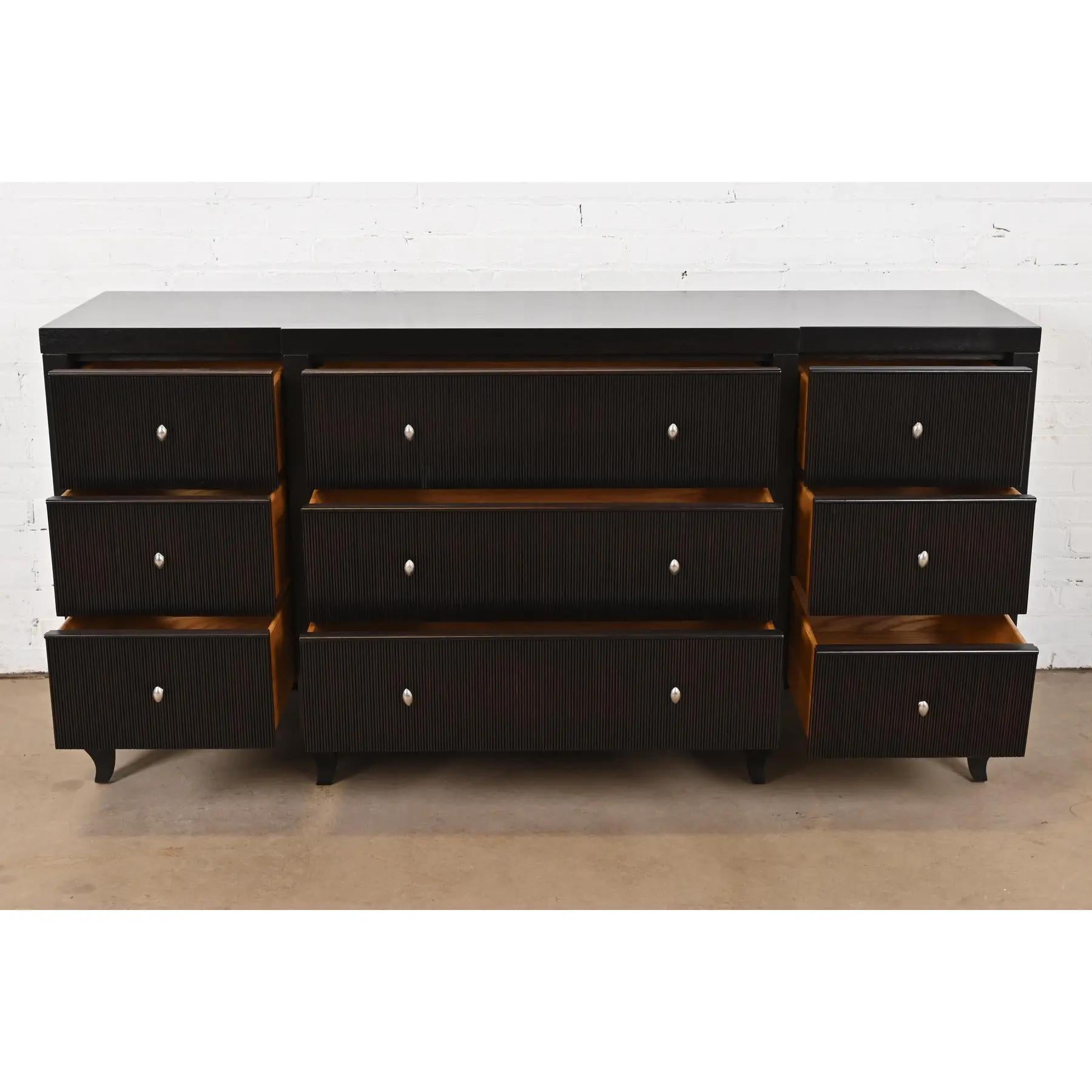 Nickel Barbara Barry for Baker Furniture Modern Sark Mahogany Dresser, Refinished For Sale