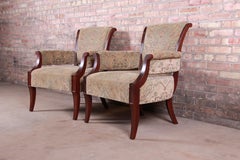 Barbara Barry for Baker Furniture Modern Upholstered Lounge Chairs, Pair