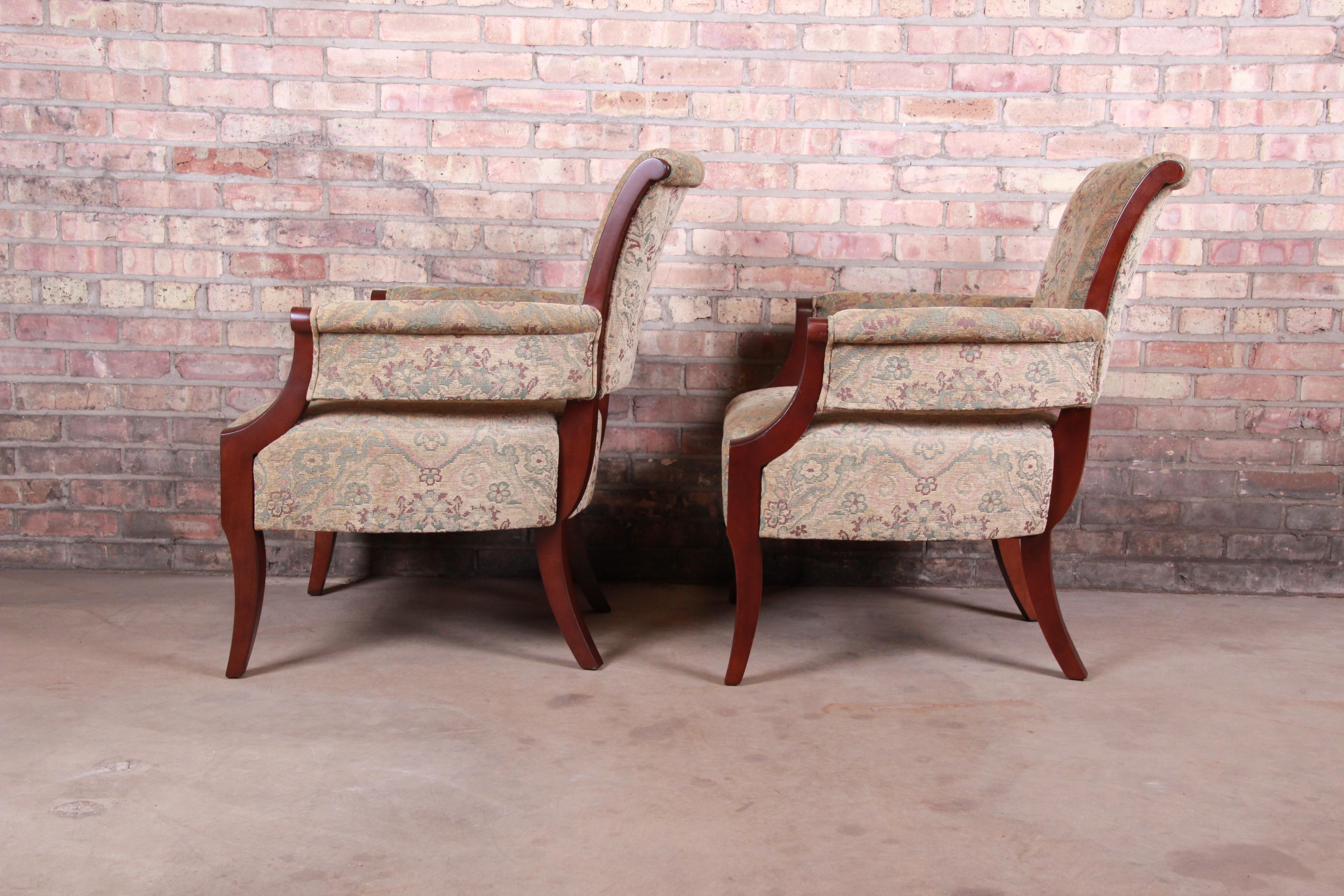 Barbara Barry for Baker Furniture Modern Upholstered Lounge Chairs, Pair 1