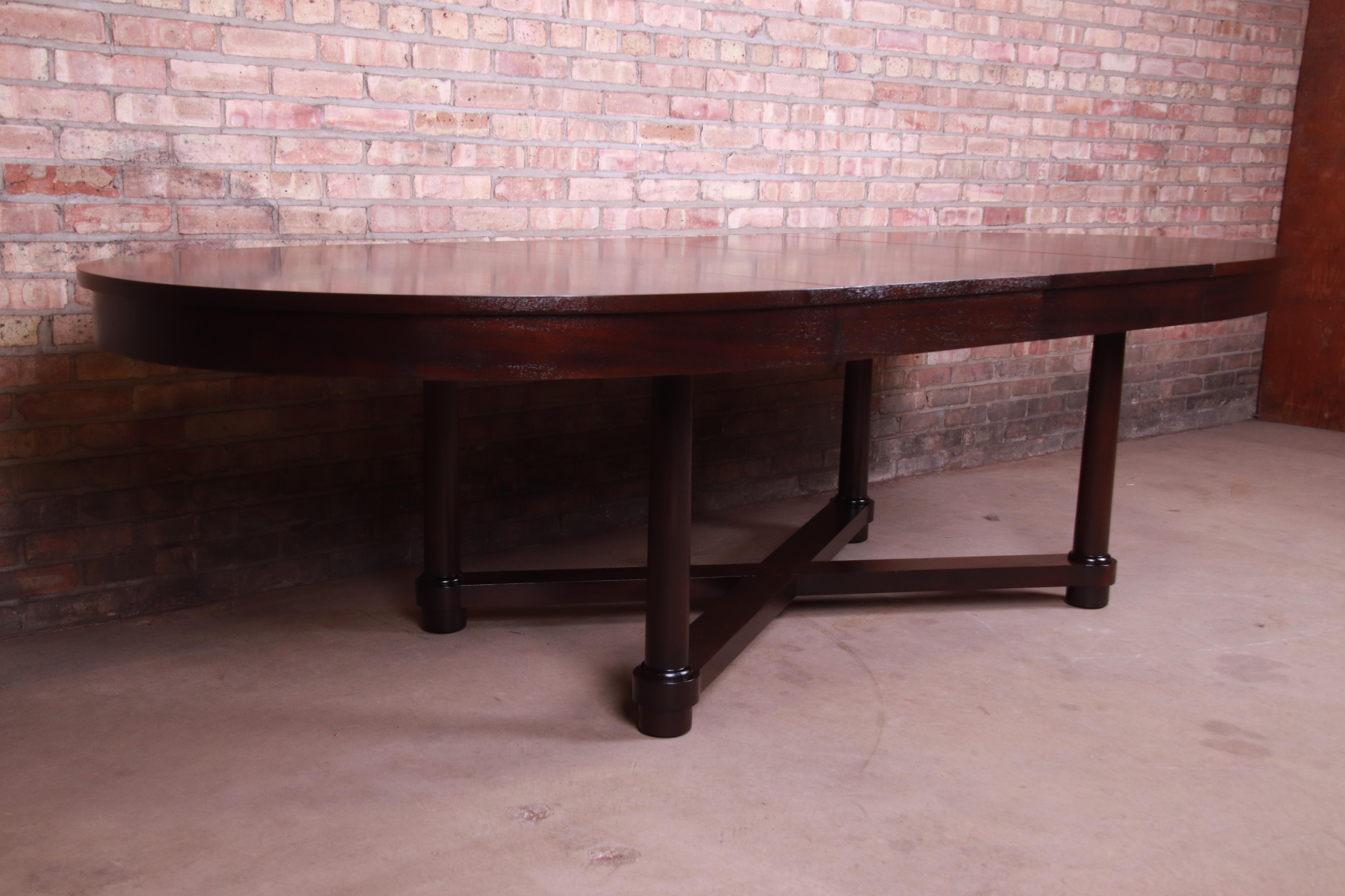 Barbara Barry for Baker Furniture Neoclassical Mahogany Dining Table, Refinished In Good Condition In South Bend, IN