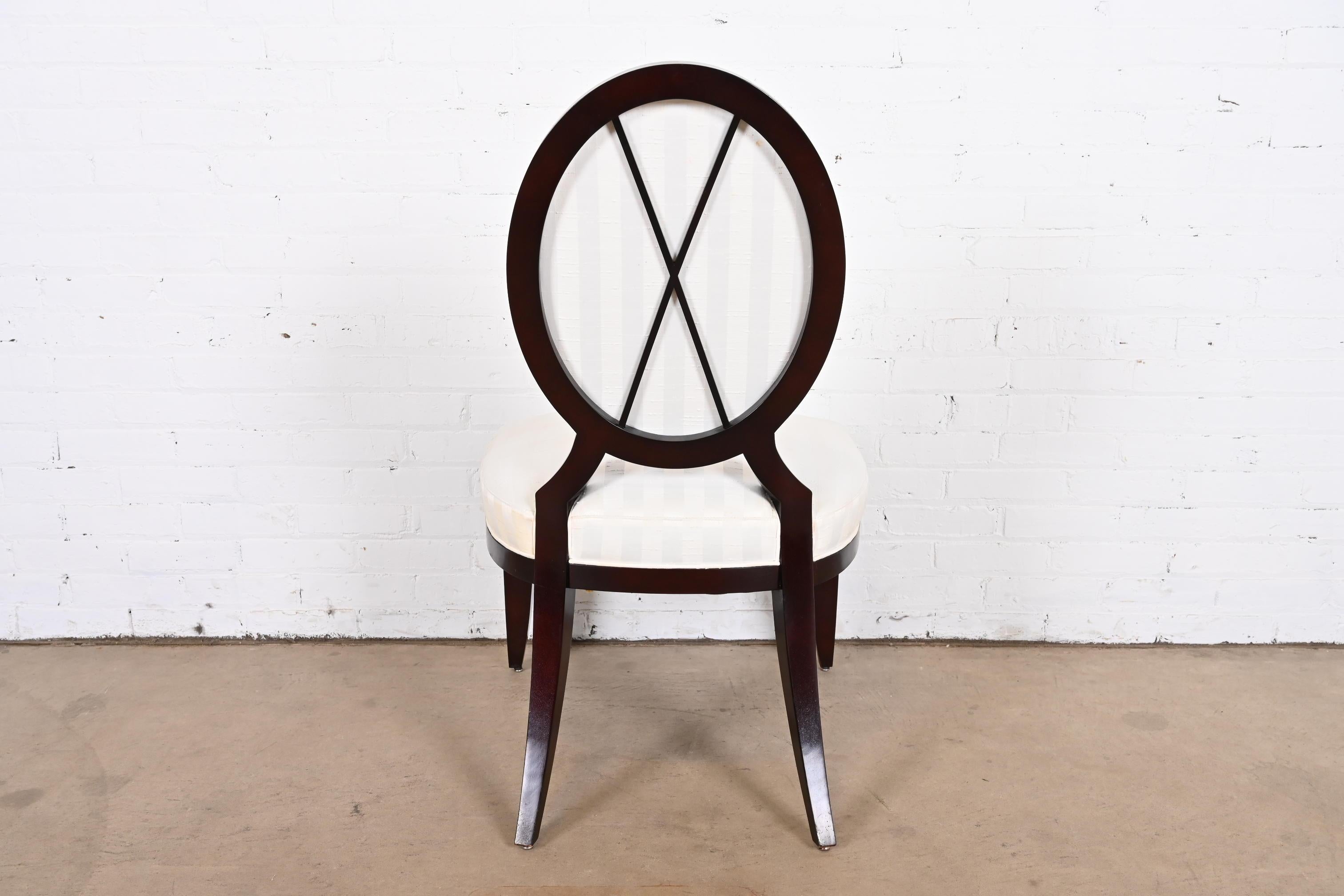 Barbara Barry for Baker Furniture Neoclassical Mahogany Oval Back Dining Chairs 5
