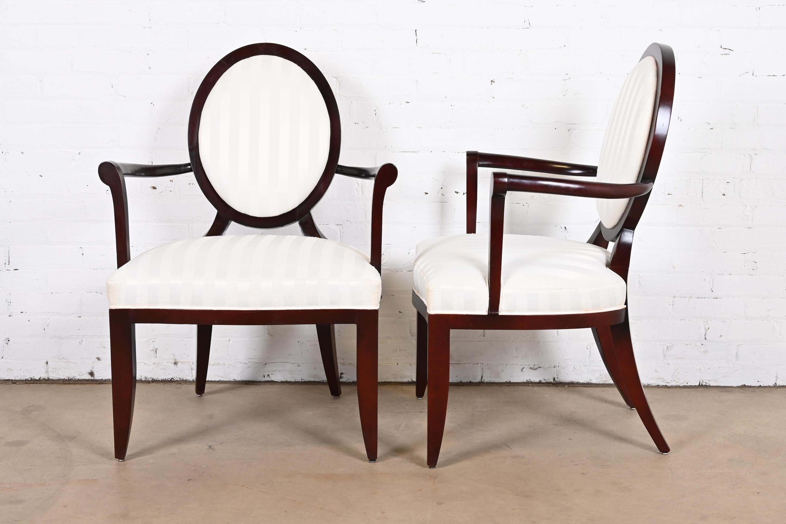 Barbara Barry for Baker Furniture Neoclassical Mahogany Oval Back Dining Chairs 6