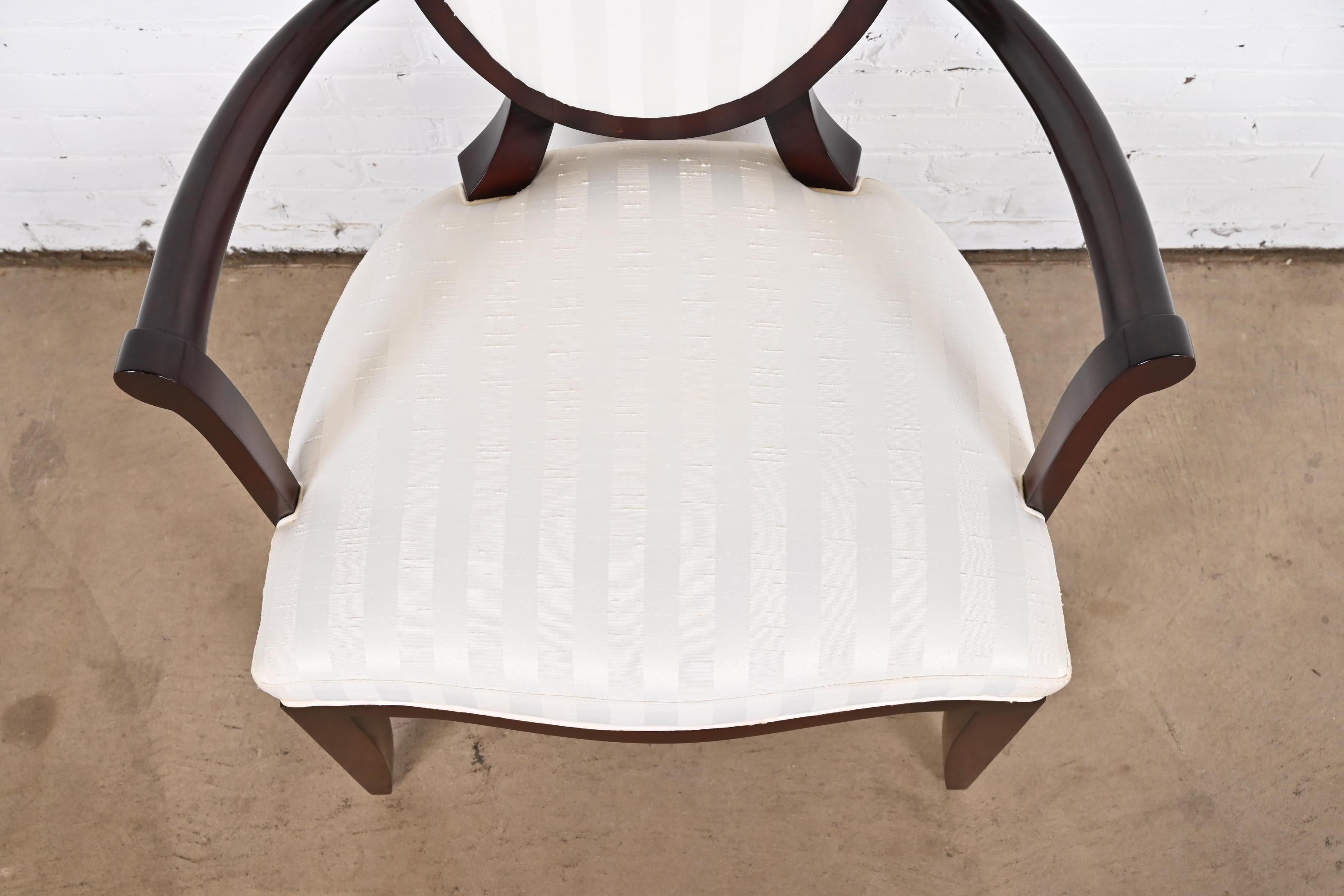 Barbara Barry for Baker Furniture Neoclassical Mahogany Oval Back Dining Chairs 7