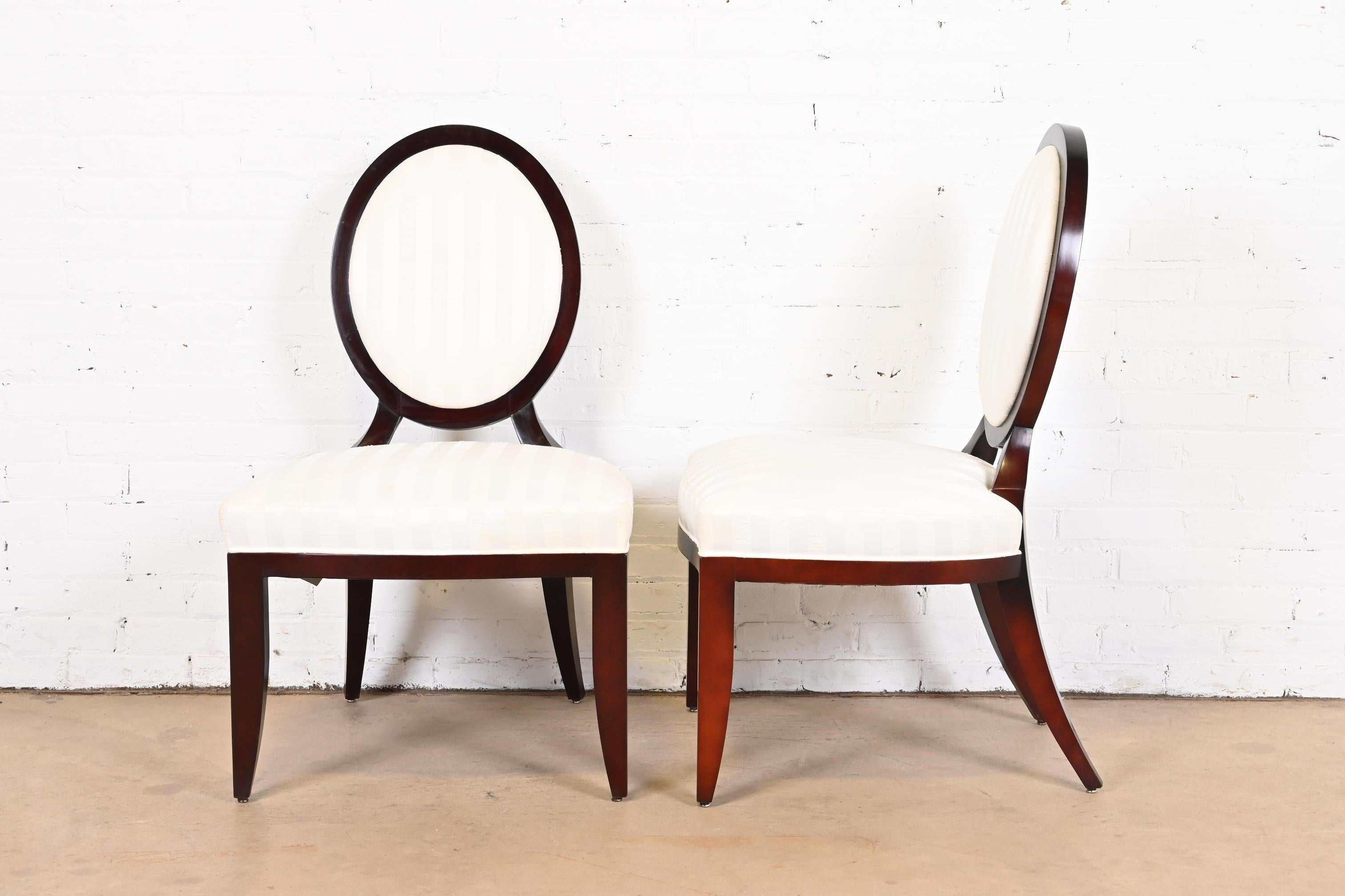 20th Century Barbara Barry for Baker Furniture Neoclassical Mahogany Oval Back Dining Chairs