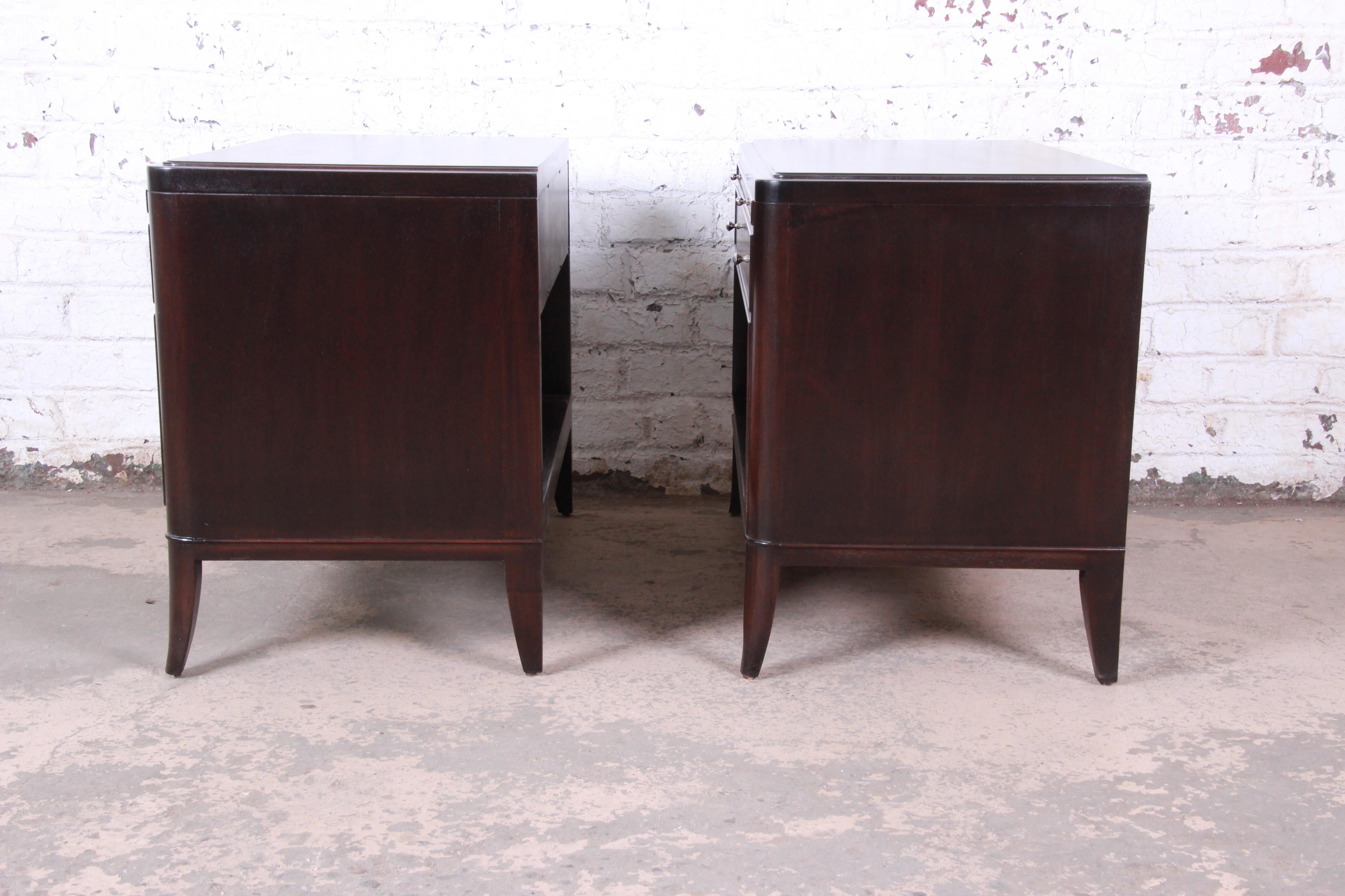 Barbara Barry for Baker Furniture Oversized Mahogany Nightstands, Newly Restored 4