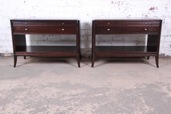 Barbara Barry for Baker Furniture Oversized Mahogany Nightstands, Newly Restored