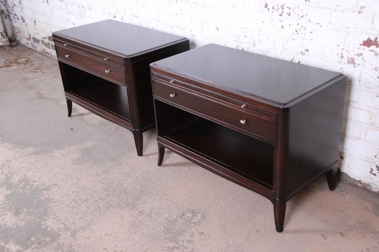 Barbara Barry for Baker Furniture Oversized Mahogany Nightstands, Newly