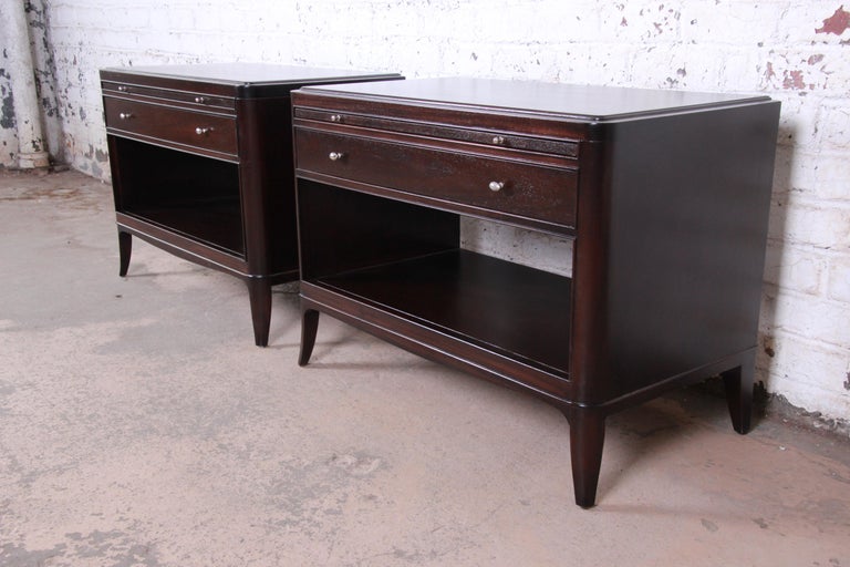 Barbara Barry for Baker Furniture Oversized Mahogany Nightstands, Newly