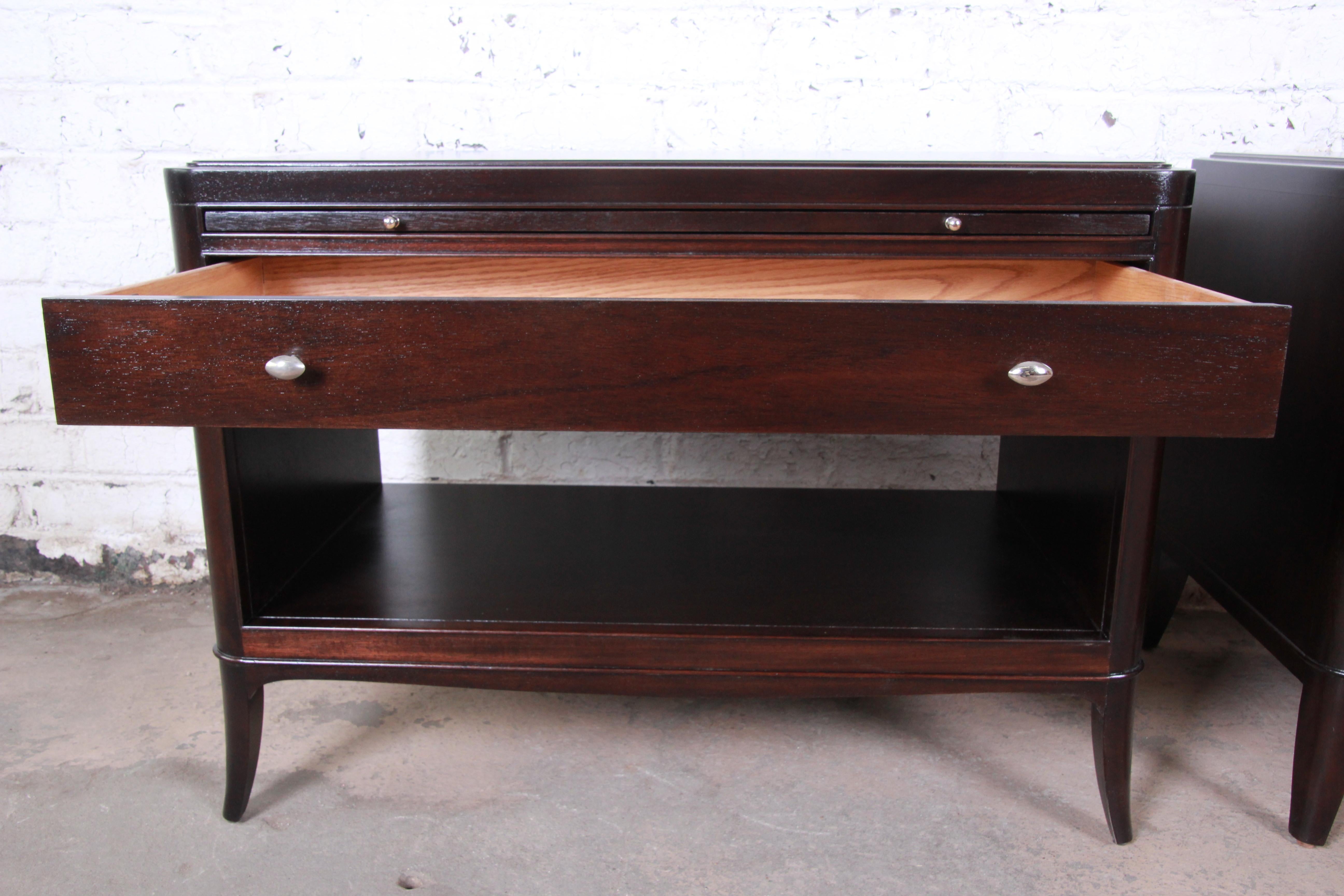 Late 20th Century Barbara Barry for Baker Furniture Oversized Mahogany Nightstands, Newly Restored