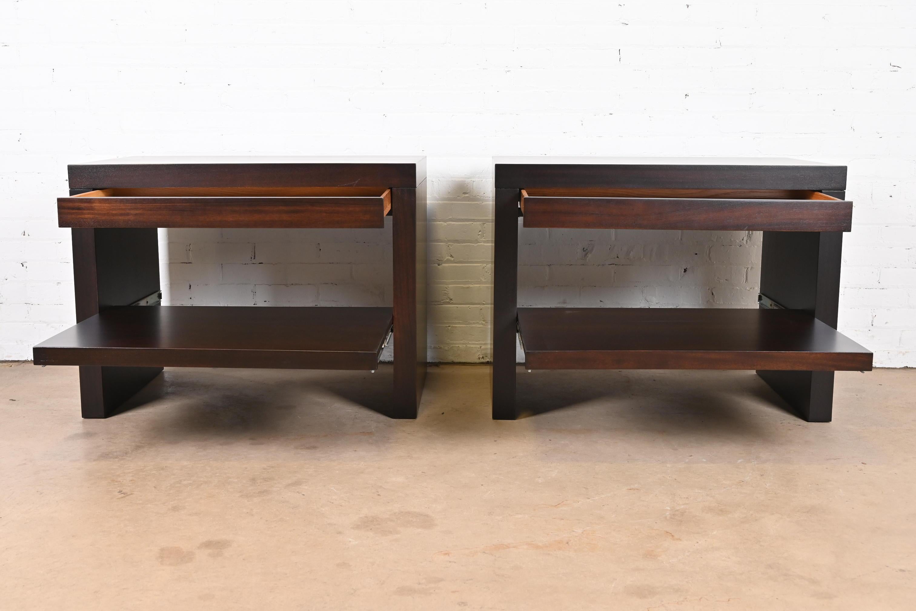 20th Century Barbara Barry for Baker Furniture Oversized Mahogany Nightstands, Refinished
