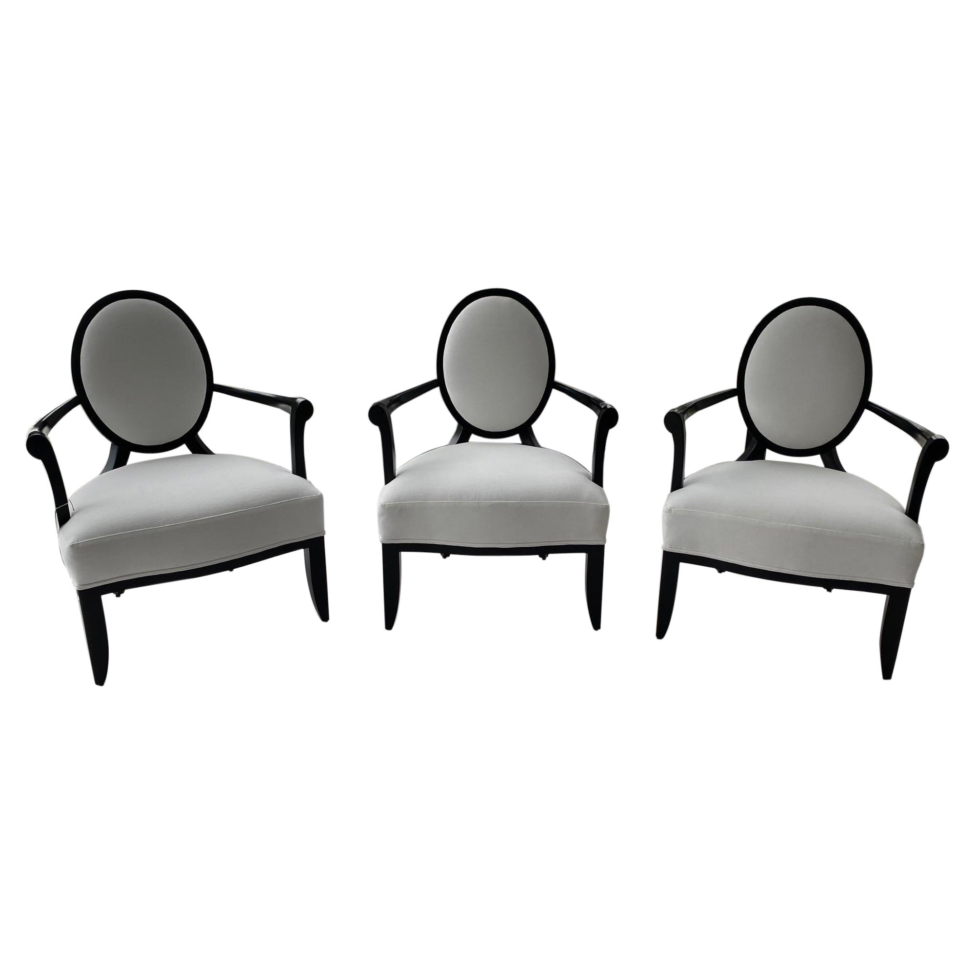Barbara Barry for Baker Furniture Regency Style Oval X-Back Lounge Arm Chair