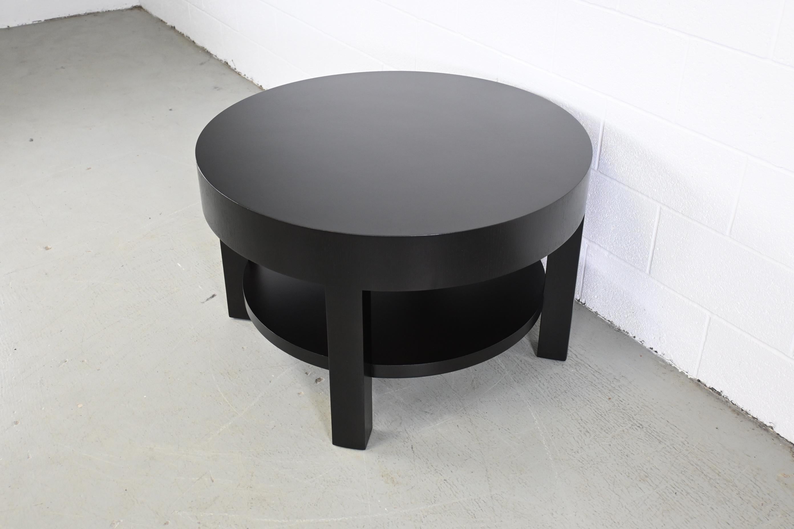 Lacquered Barbara Barry for Baker Furniture Round Oak Coffee Table For Sale