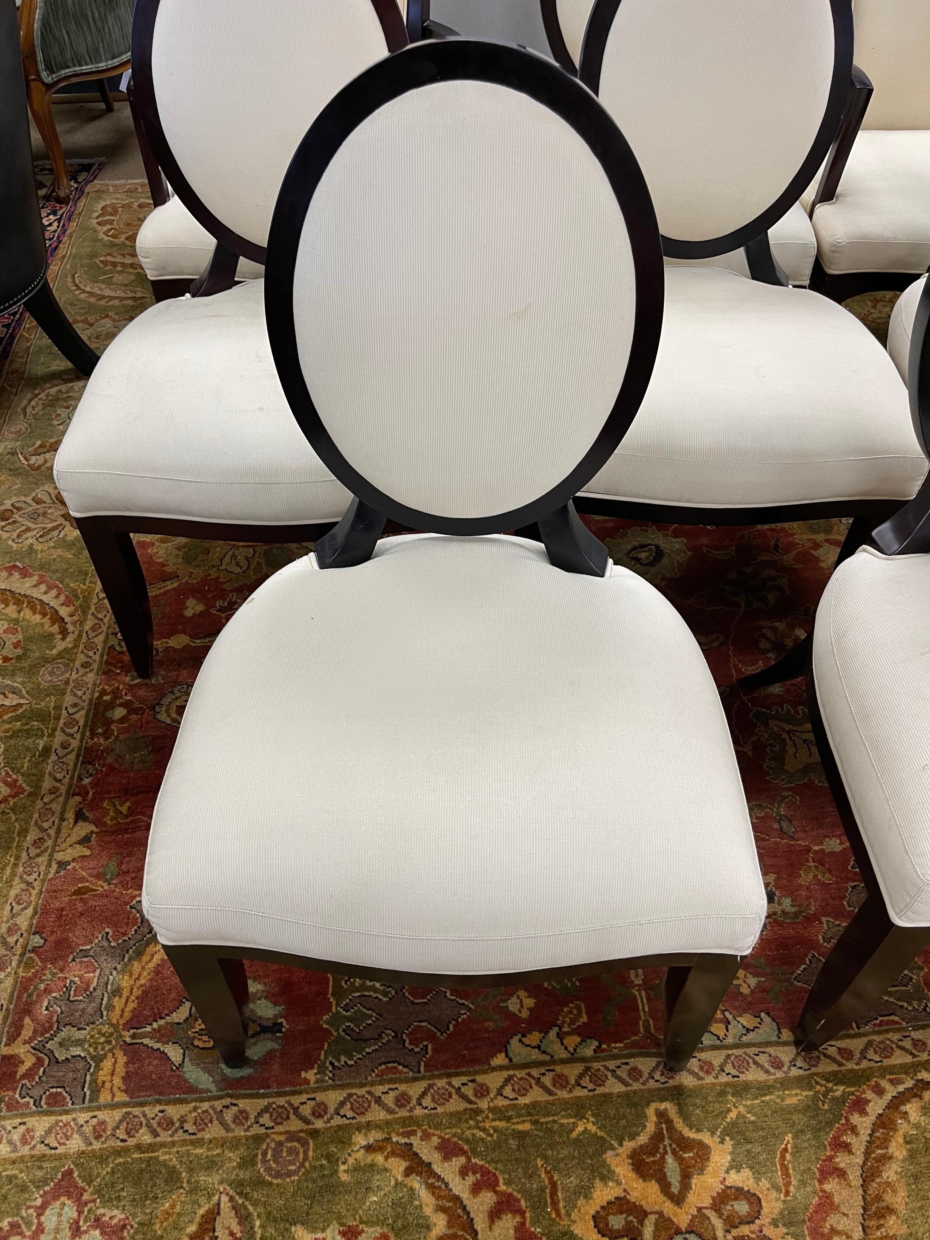 Barbara Barry for Baker Furniture Set of Eight Matching Dining Room Chairs Set In Fair Condition In West Hartford, CT