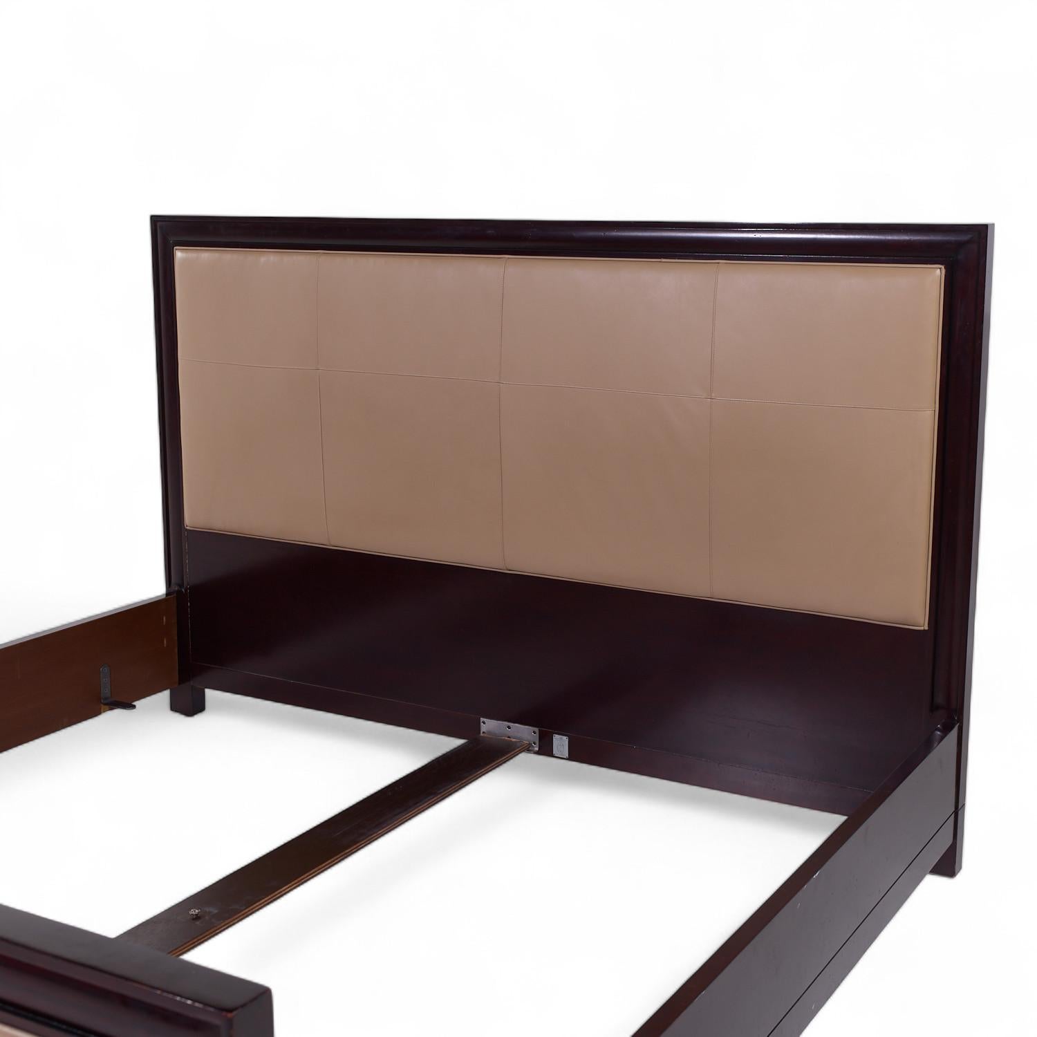American Barbara Barry for Baker Leather and Mahogany King Bed For Sale