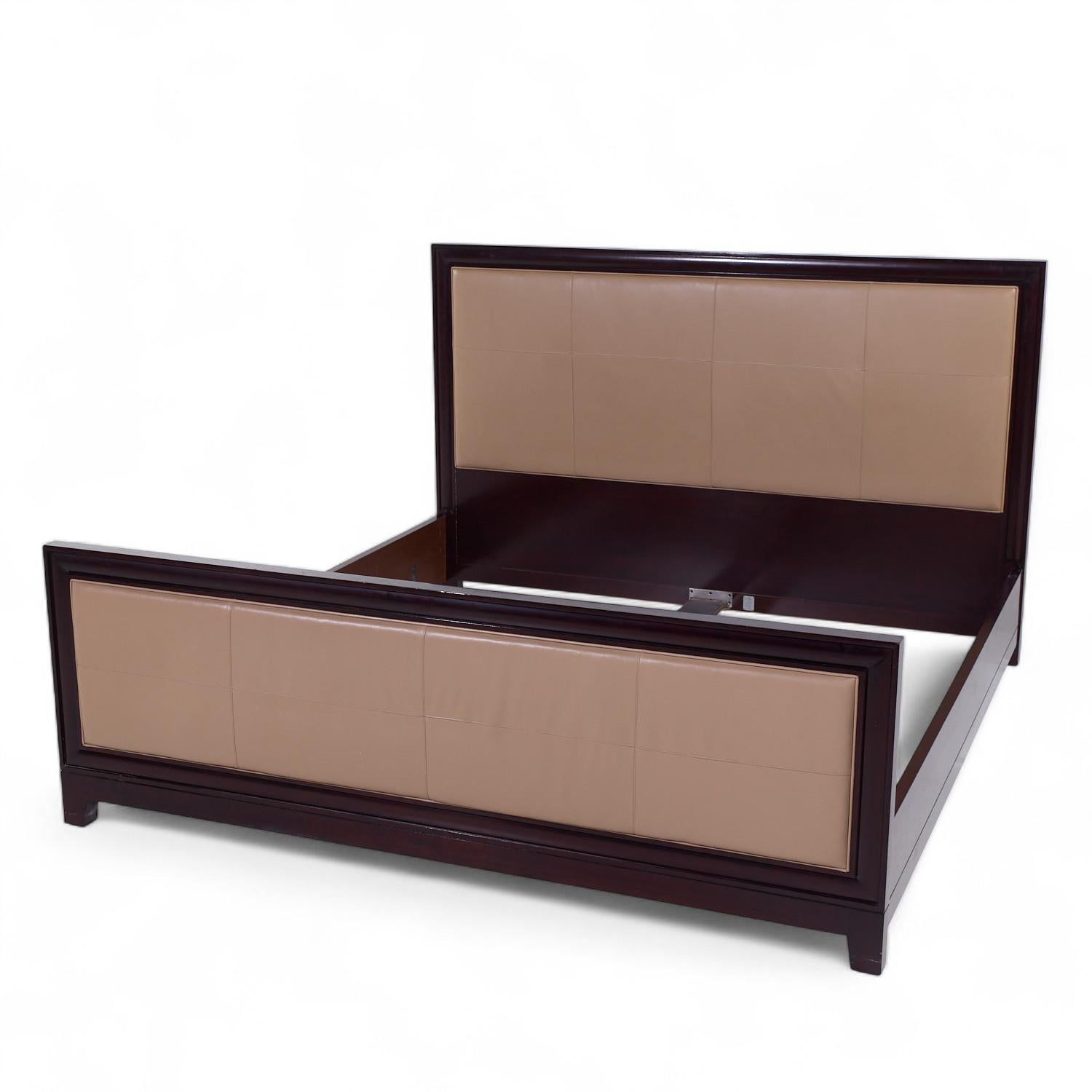 20th Century Barbara Barry for Baker Leather and Mahogany King Bed For Sale