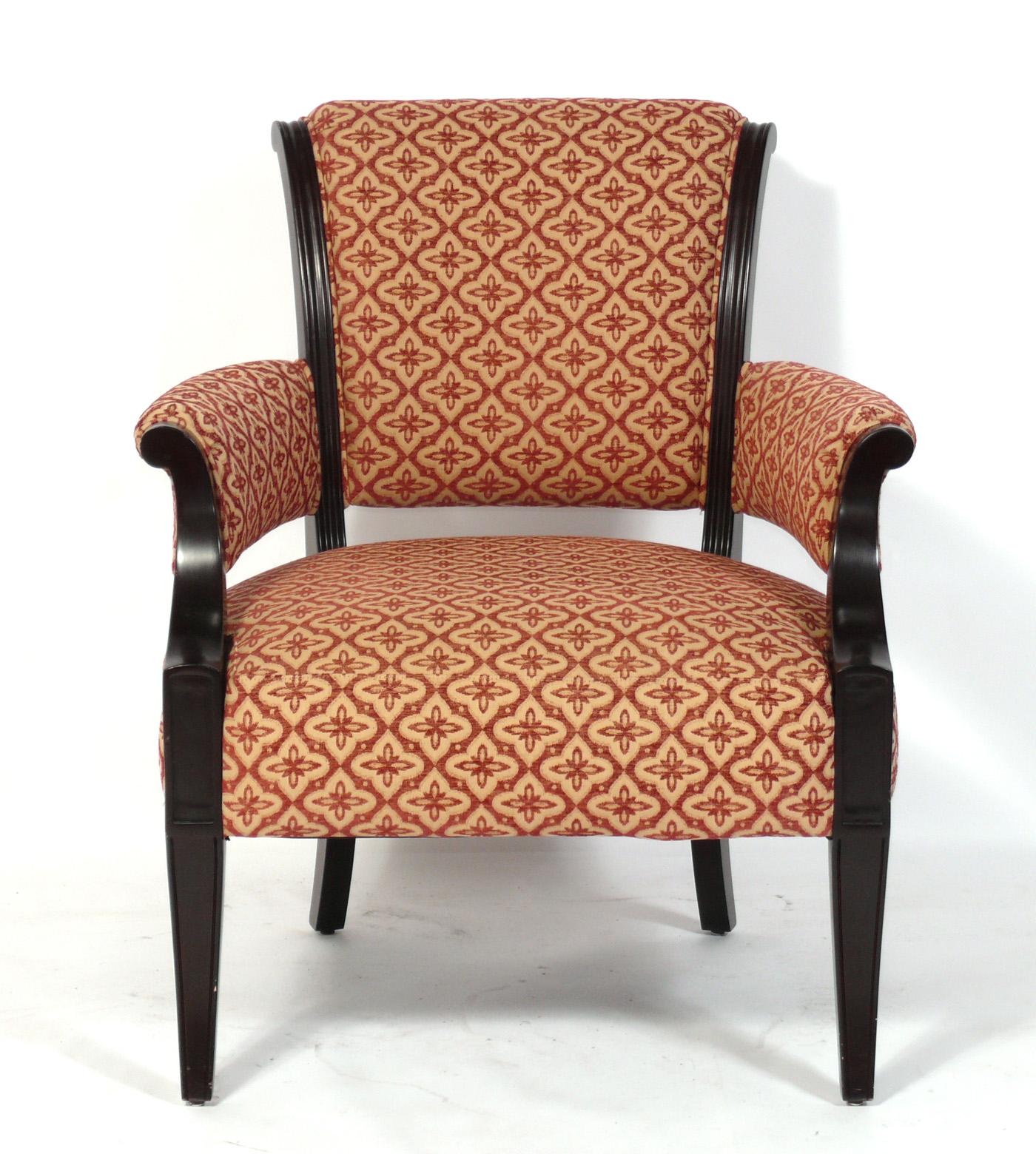 Pair of elegant lounge chairs, designed by Barbara Barry for Baker, American, circa 21st century.