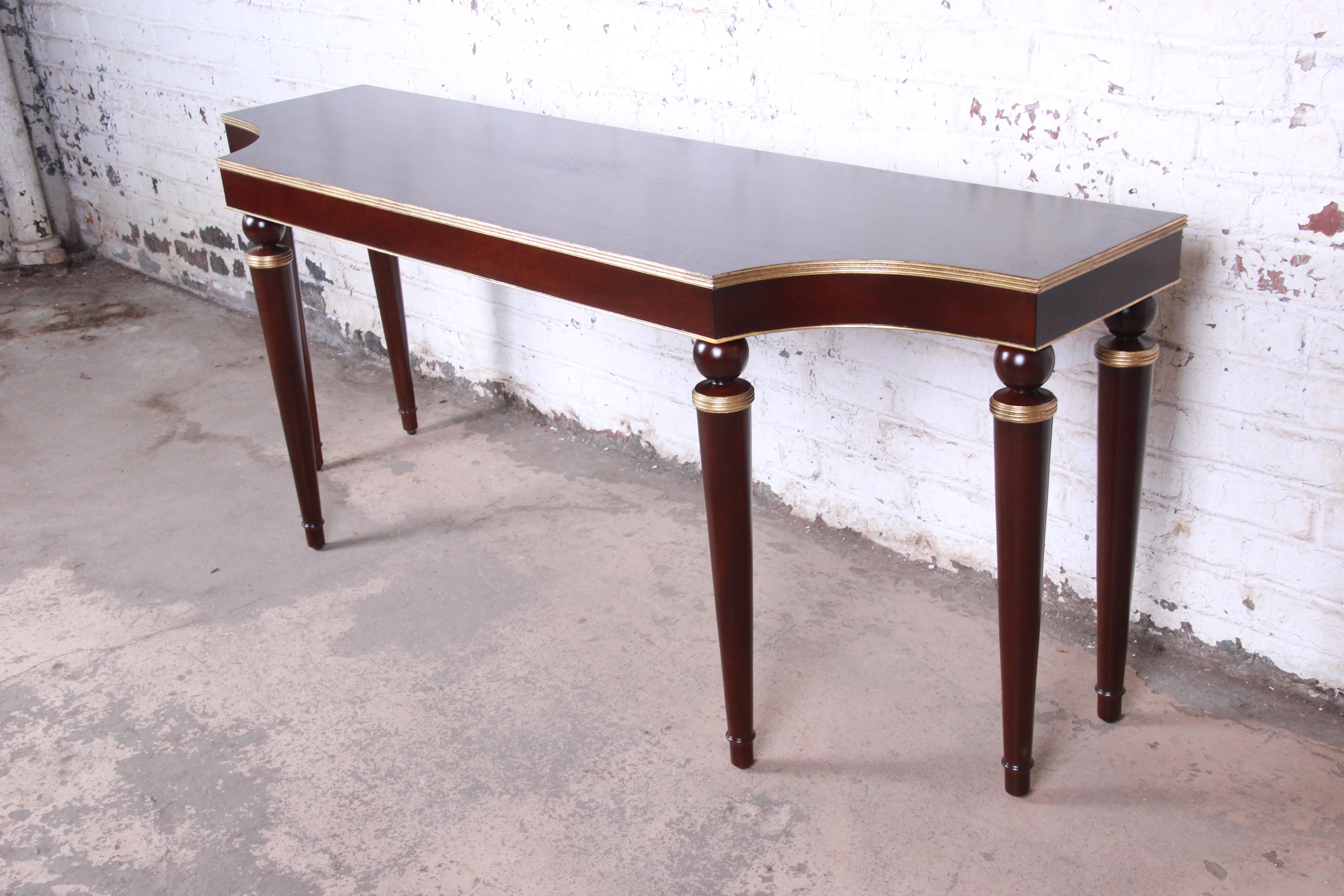 Modern Barbara Barry for Baker Mahogany and Gold Gilt Console or Sofa Table, Restored
