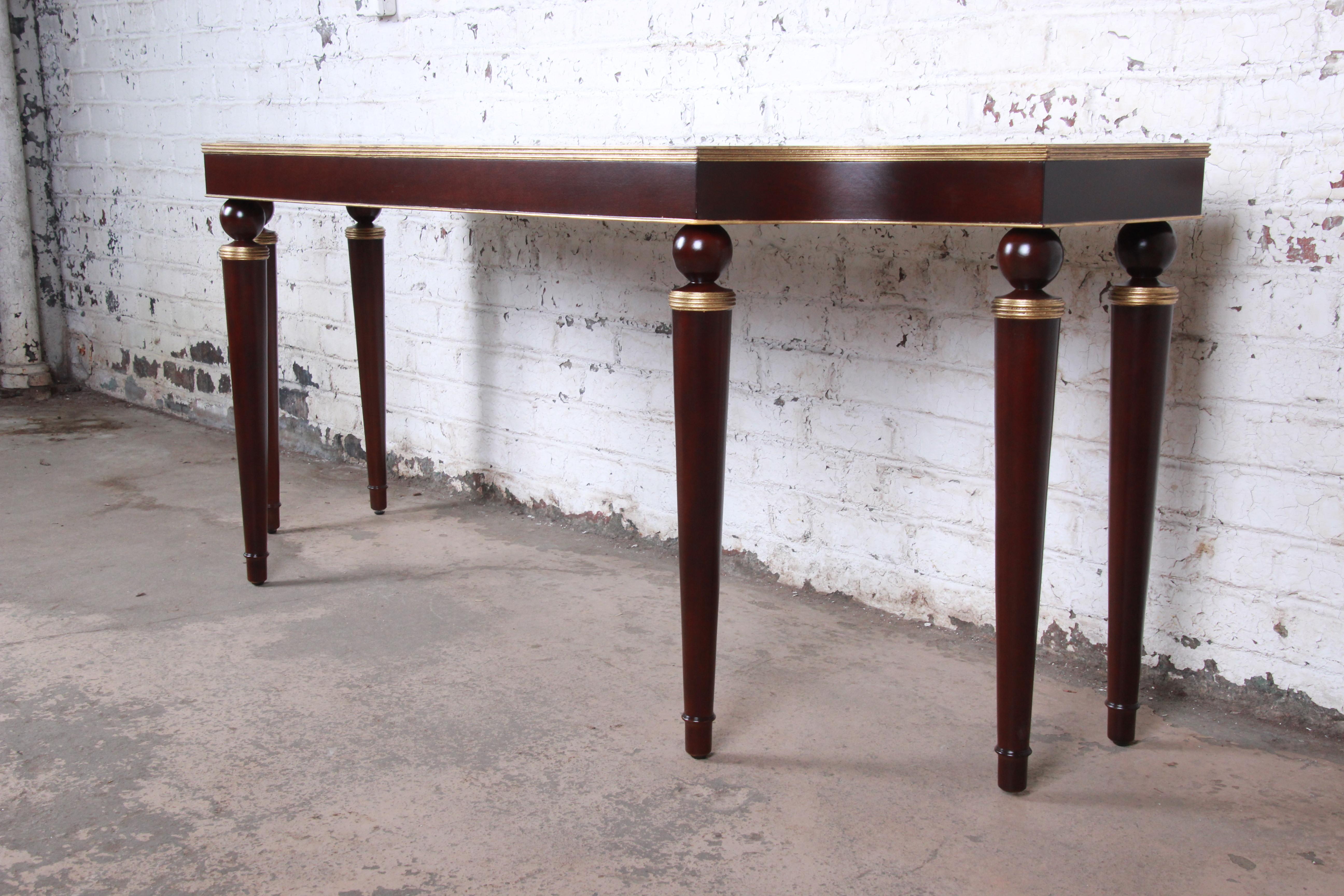 American Barbara Barry for Baker Mahogany and Gold Gilt Console or Sofa Table, Restored