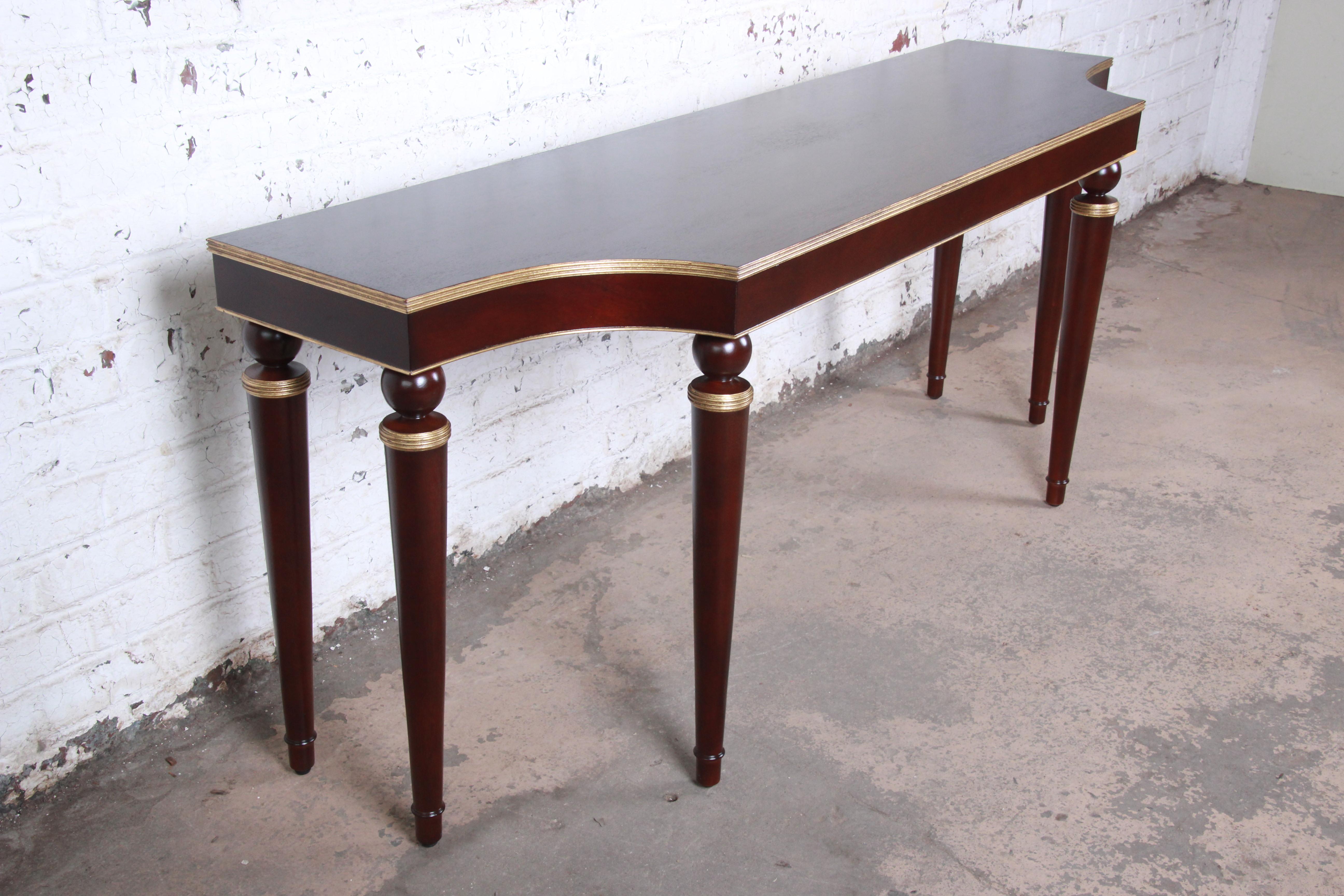 Barbara Barry for Baker Mahogany and Gold Gilt Console or Sofa Table, Restored In Good Condition In South Bend, IN
